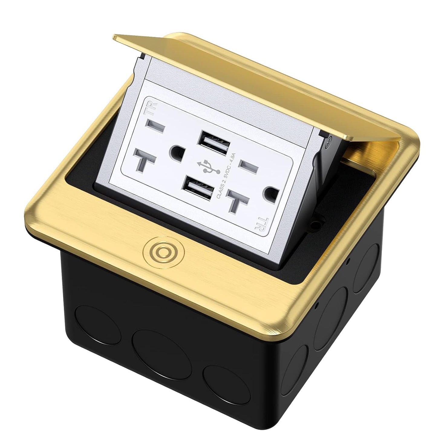 KYHSHJ Professional Pop-up Floor Power Outlet Box with USB 5V/4.8A Socket, 20 Amps Interference-Resistant Socket, Corrosion-Resistant Hardware, ETL Certified, Brass