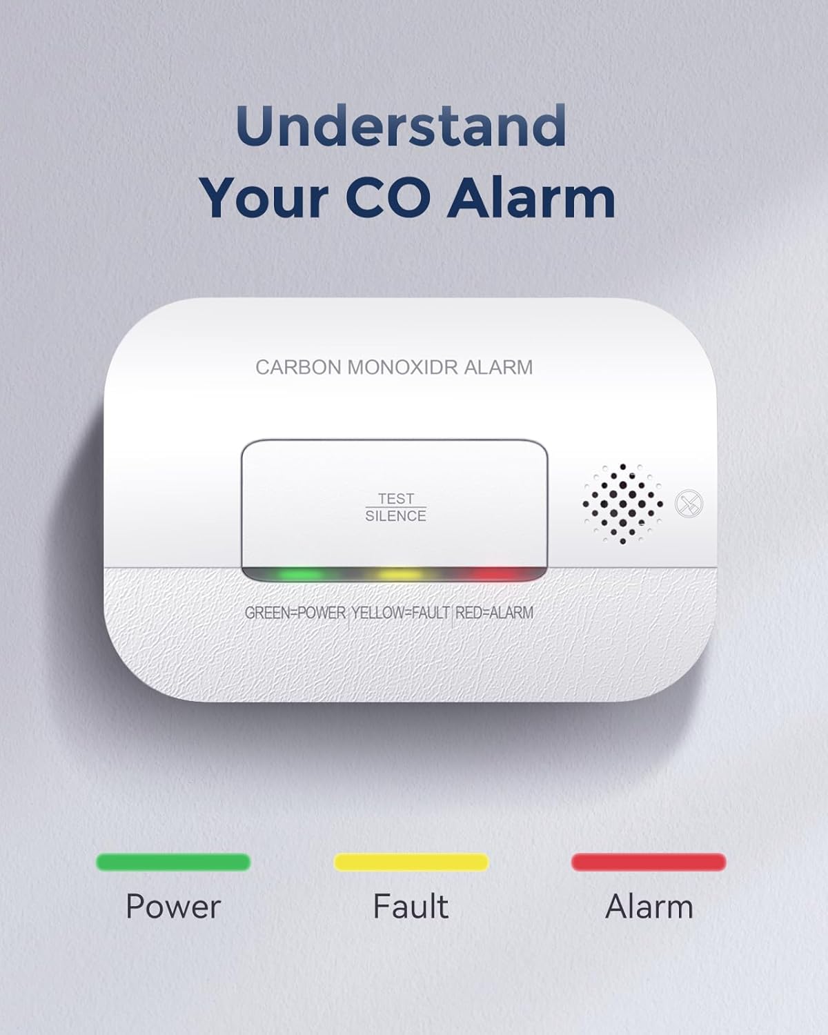 Ecoey Carbon Monoxide Detector, 10-Year CO Detector with Human Alarm Sounds and Test Button, Carbon Monoxide Alarm Replaceable Battery-Operated for House and Bedroom, FJ127, 1 Pack