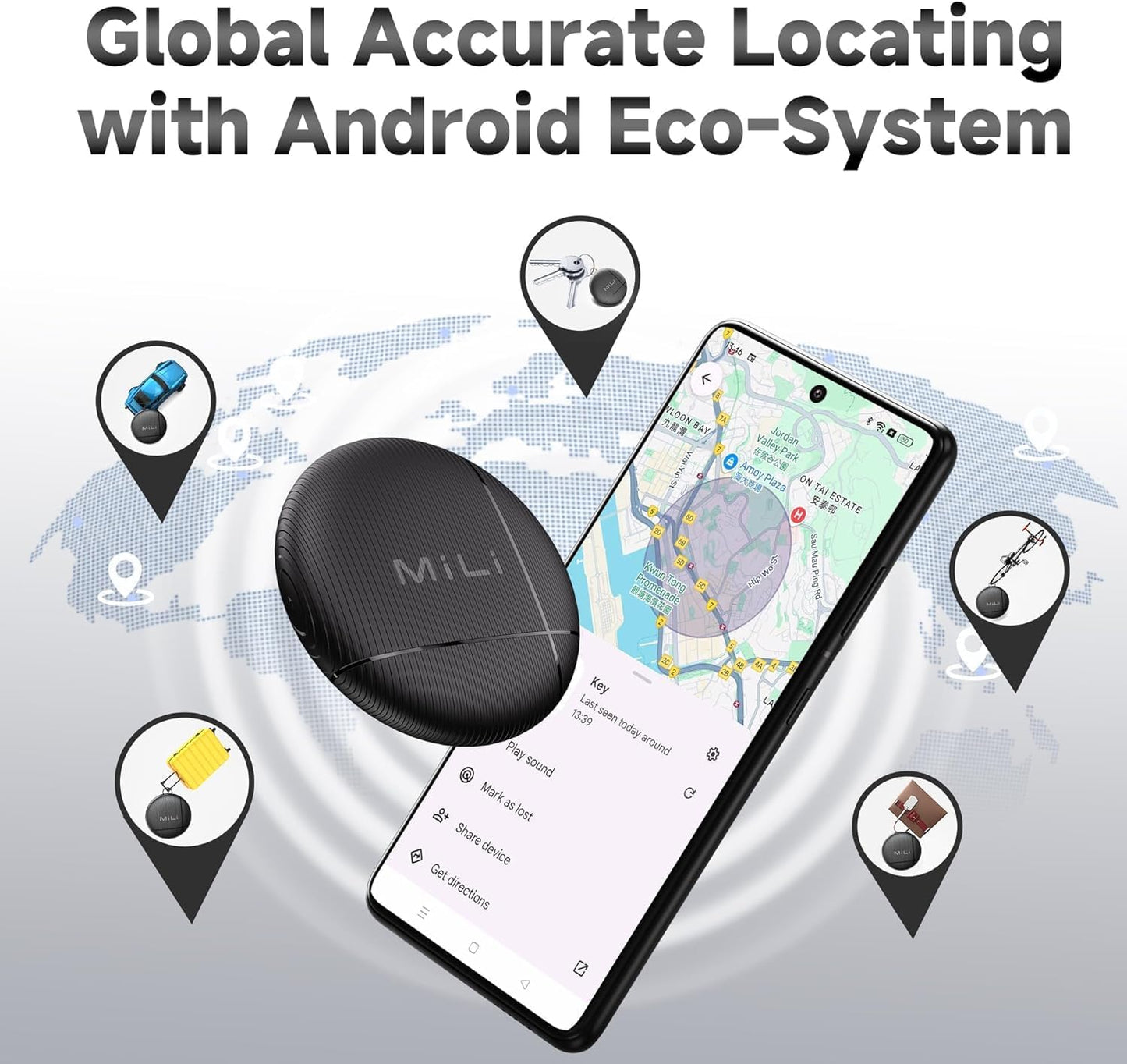 LiTag - Bluetooth Tracking Tag for Android. Smart Tracker for Google Find My Device (Find Hub) App. Item Finder Locator for Keys, Luggage, Suitcase, Backpack, Purse (1 Pack)