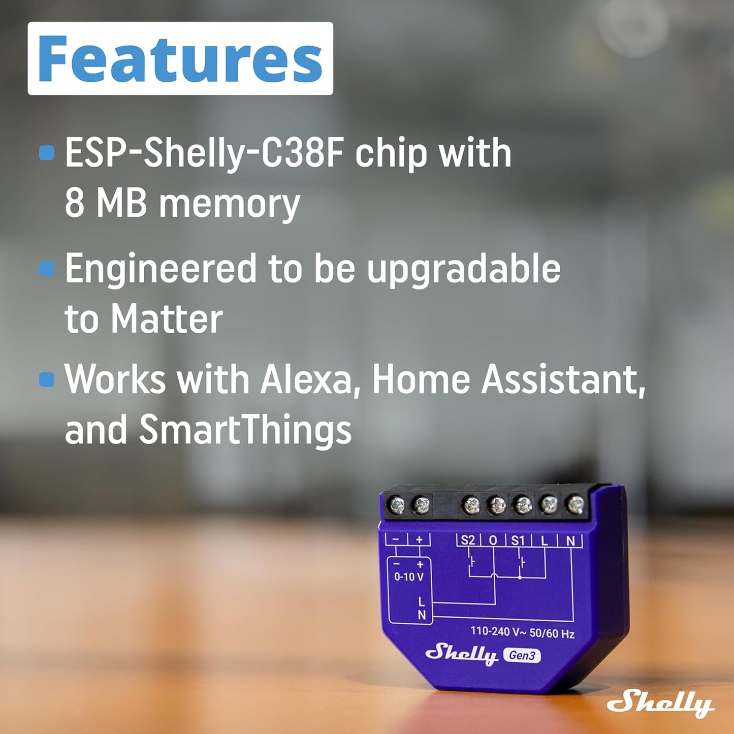 Shelly Dimmer 0/1-10V PM Gen3 | WiFi Smart Dimming with Power Monitoring | Home Automation | Compatible with Alexa & Google Home | iOS Android App | No Hub Required