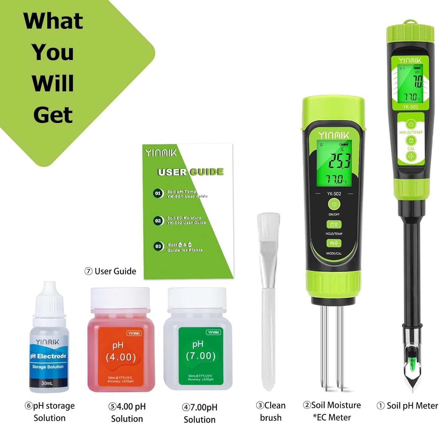 Digital Soil pH Moisture Tester,Plant Moisture pH Meter for Soil and Water,Great Soil Test Kit for Gardener,Digital 4 in 1 Soil Temp Moisture pH EC Tester for Lawn,Indoor&Outdoor Plant,Potting,Farm