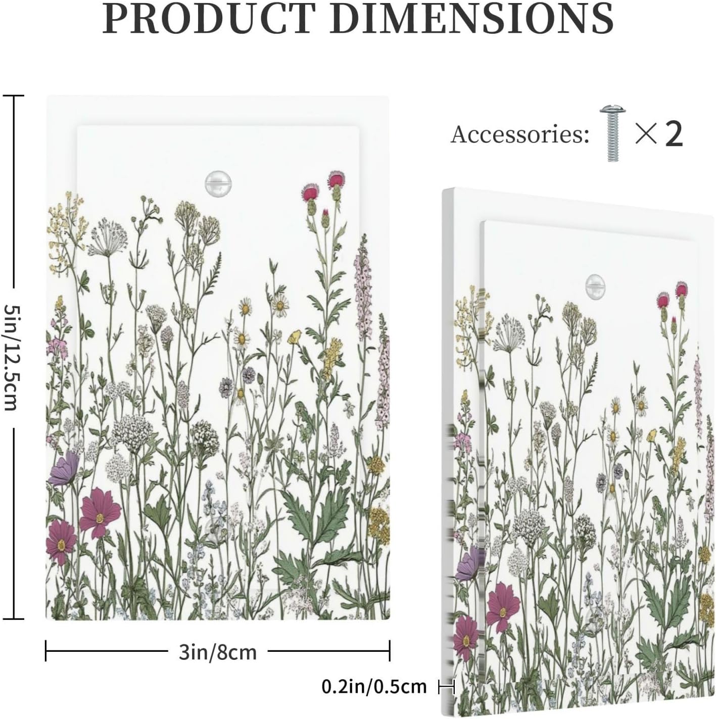 Vintage Herbs Wildflowers Plant Floral Light Switch Cover Plate 1 Gang No Device Blank Electrical Wall Plates Faceplate Decorative Switch Plate For Bed Room Home Decor