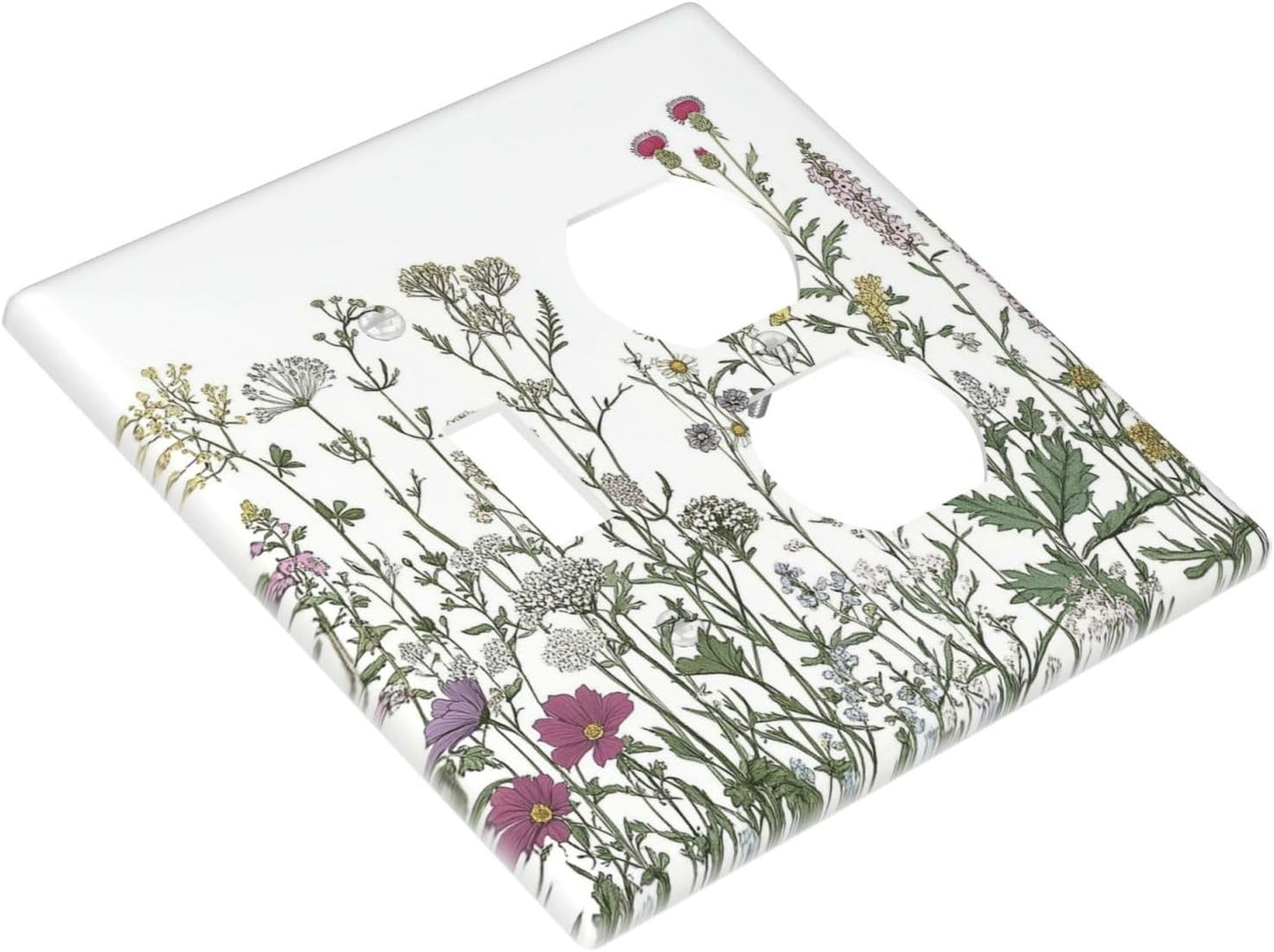 Vintage Herbs Wildflowers Plant Floral Wallplates 1 Toggle 1 Duplex Switch Plate Electrical Gfci Faceplate Decorative Light Switch Covers For Bed Room Home Decor