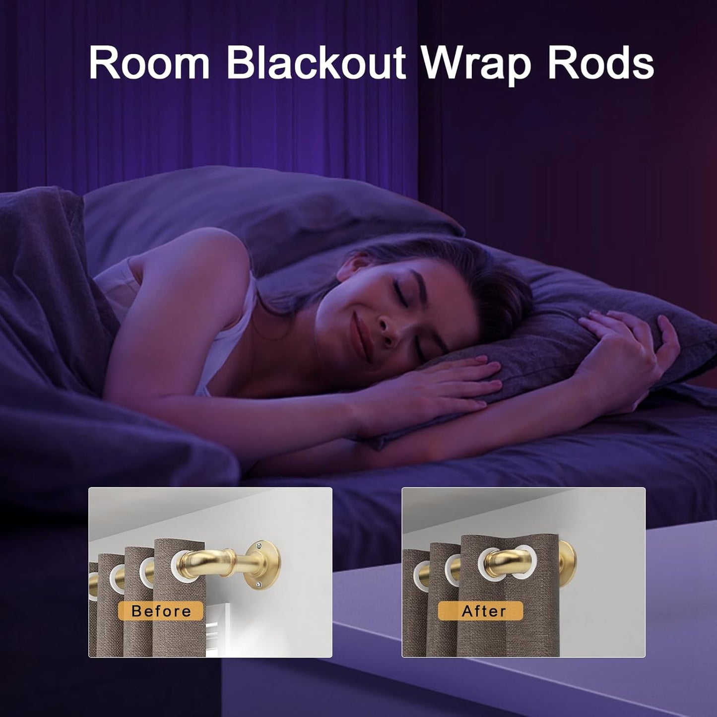 Brushed Gold Curtain Rods 18 to 45 in,Wraparound Curtain Rods,Adjustable Length,1 in Diameter Pipe,Wall or Ceiling Mounted,for Bedroom and Living Room (Brushed Gold 18” to 45”)