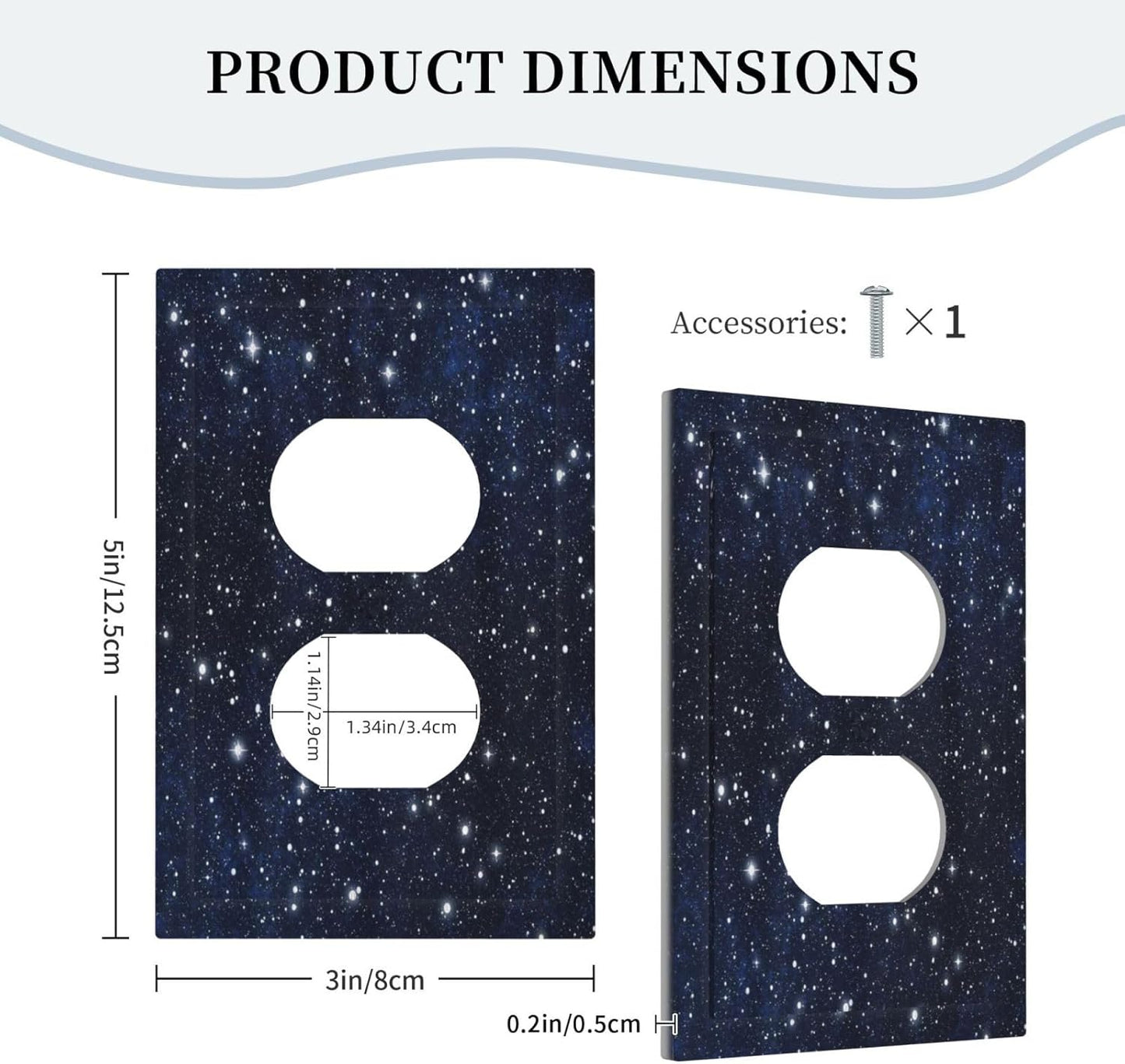 Wall Plate Decorative Light Switch Plate Covers Blue Night Sky Star Cosmic Starry Fantasy Galaxy Universe Space Single Duplex Switchplate 1 Gang Outlet Plate for Home Bedroom Bathroom Decor