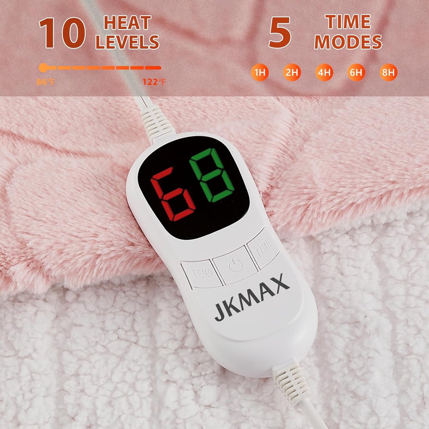 Heated Electric Blanket- Electric Throw Blanket 84"x90" for Bed- Heated Blanket with 5 Heating Levels& 4 Hours Auto Off for Couch Home Office - Soft Faux Fur Heating Blanket for Full Body(Pink)