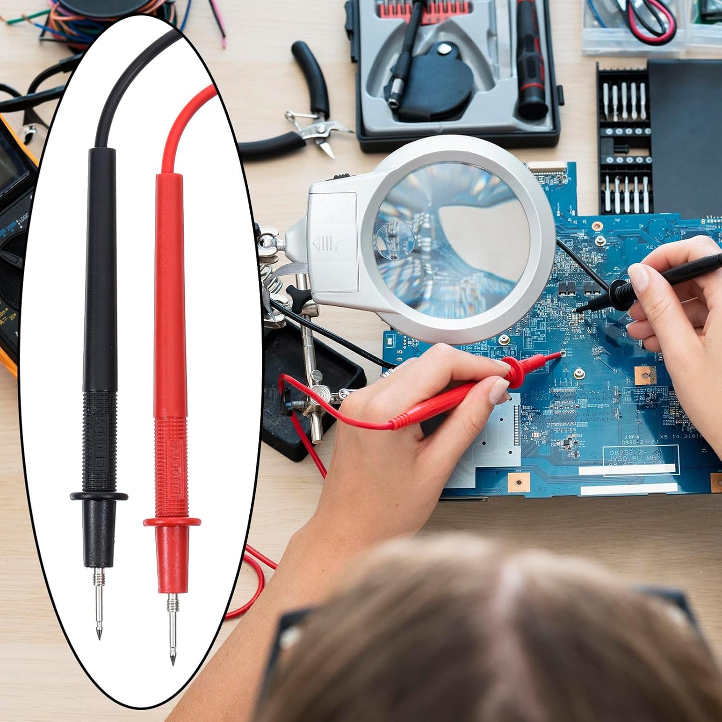2 Pcs Multimeter Leads Digital Multimeter Test Leads 1000V 10A Alligator Clips Long Banana Plug Multimeters Probe Test Lead Cable Professional Probe Kit Multi Meter Clamp Tester Probes