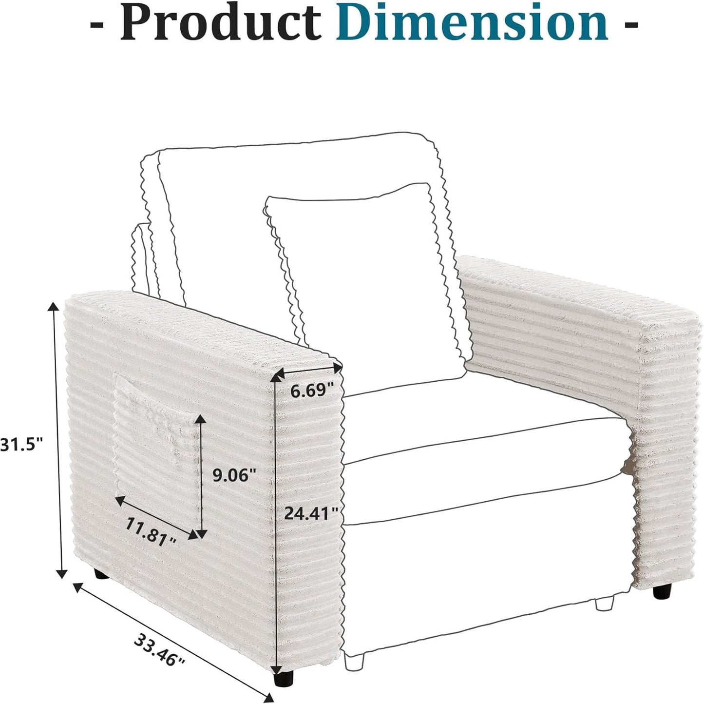 LEVNARY Modular Sofa Armrest Set of 2 with Side Storage Pockets, Faux Rabbit Fur Upholstered Arm Panels, Compatible with Modular Recliner System (White)