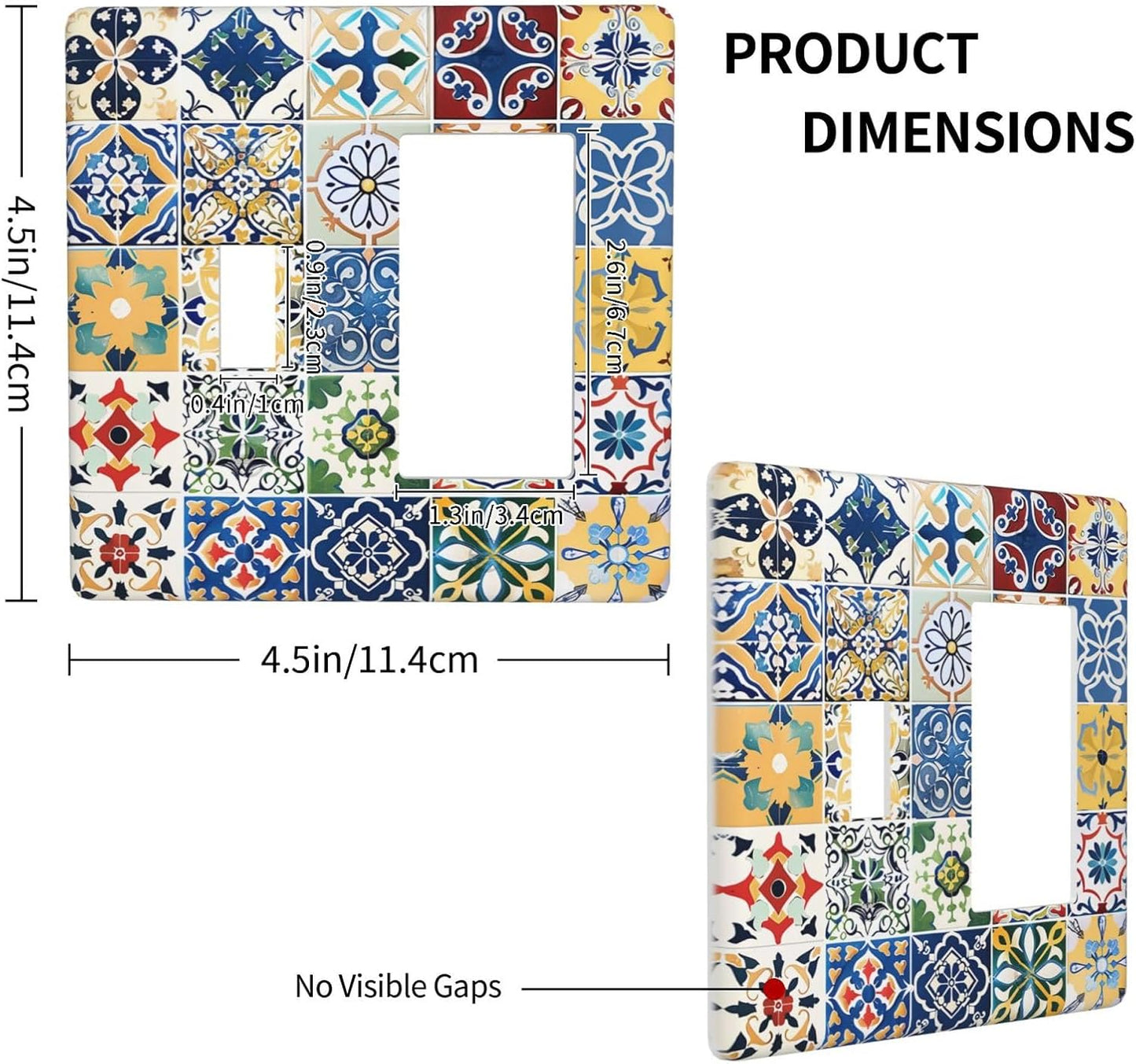 Outlet Covers Moroccan Traditional Mexican Talavera Til 1 Toggle 1 Rocker Combination Decorative Wall Plate Electrical Switch Plates Light Switch Cover Plate for Kitchen Home Decor