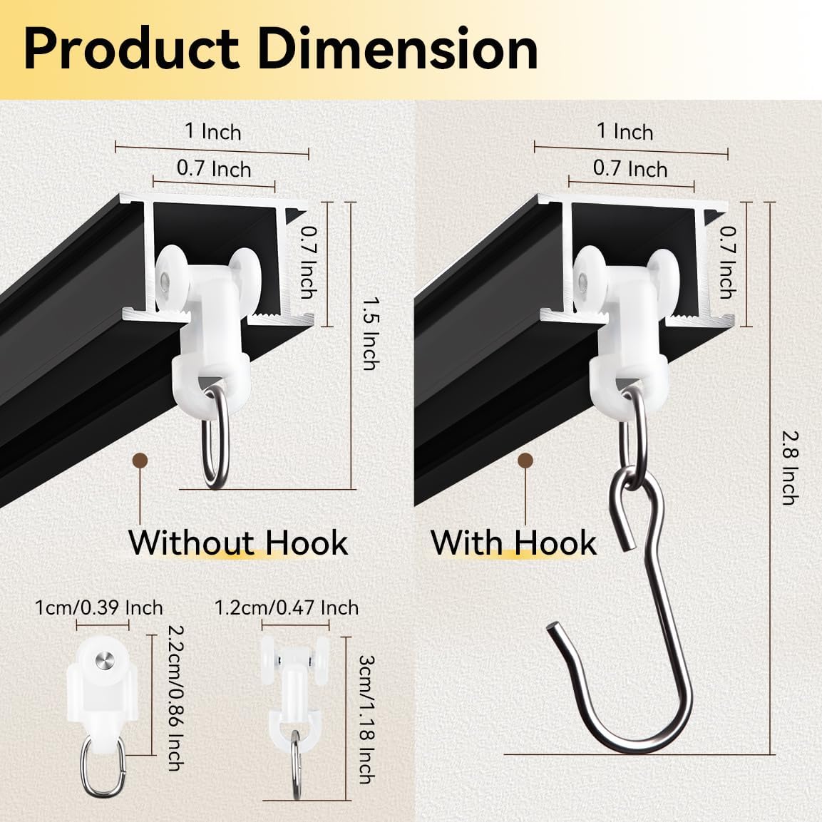 Curtain Track, Ceiling Curtain Track for Room Divider, Ceiling Mount Rail Set with Roller Hooks, Black, 18ft - 24ft