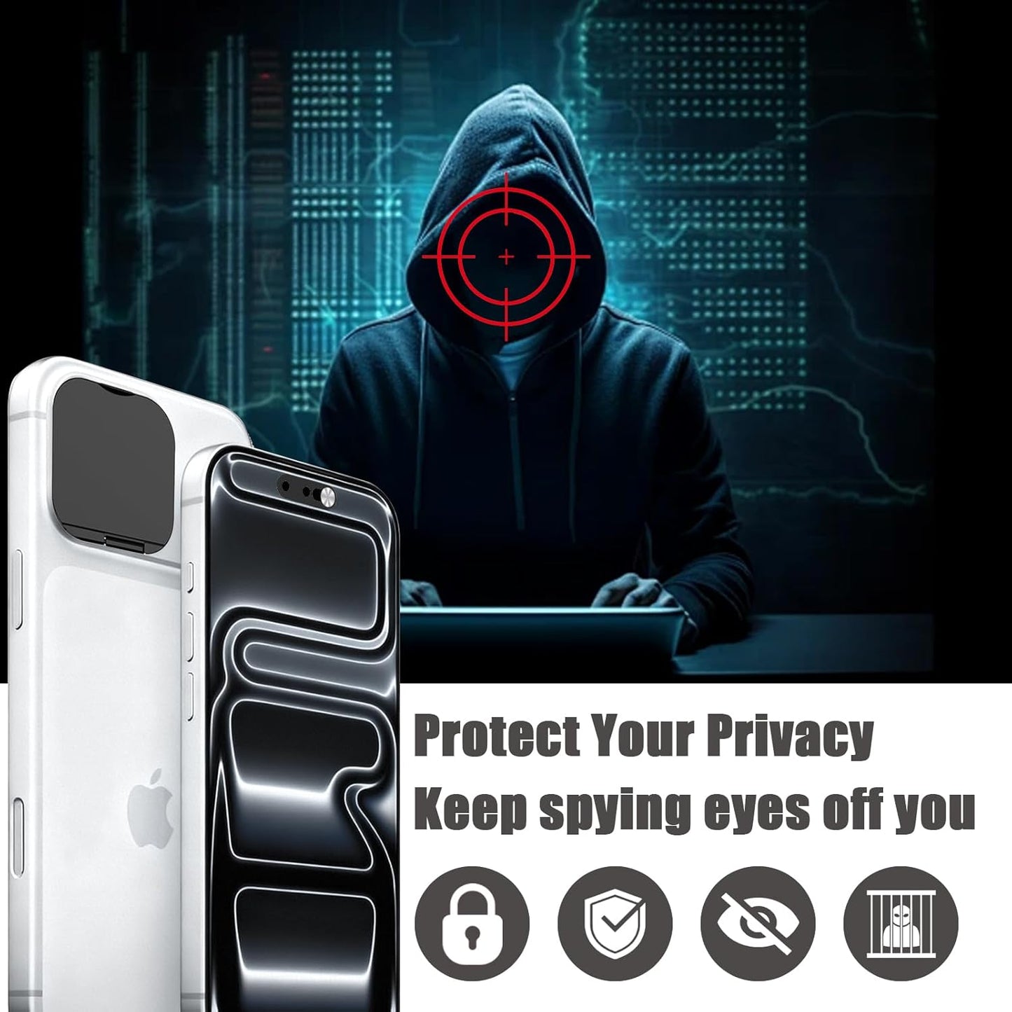 Front Camera Cover Compatible for iPhone 17 Pro /17 Pro Max with Rear Lens Cover,Protect Privacy and Security But Not Affect Facial Recognition(2Pack)-2025 Updated Version-Silver