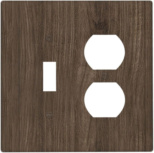 Outlet Covers Rustic Walnut Wood Grain 1 Toggle 1 Duplex Switch Plate Covers Electrical Light Switch Cover Plate Decorative Wall Plate Socket Cover for Farmhouse Cabin Decor