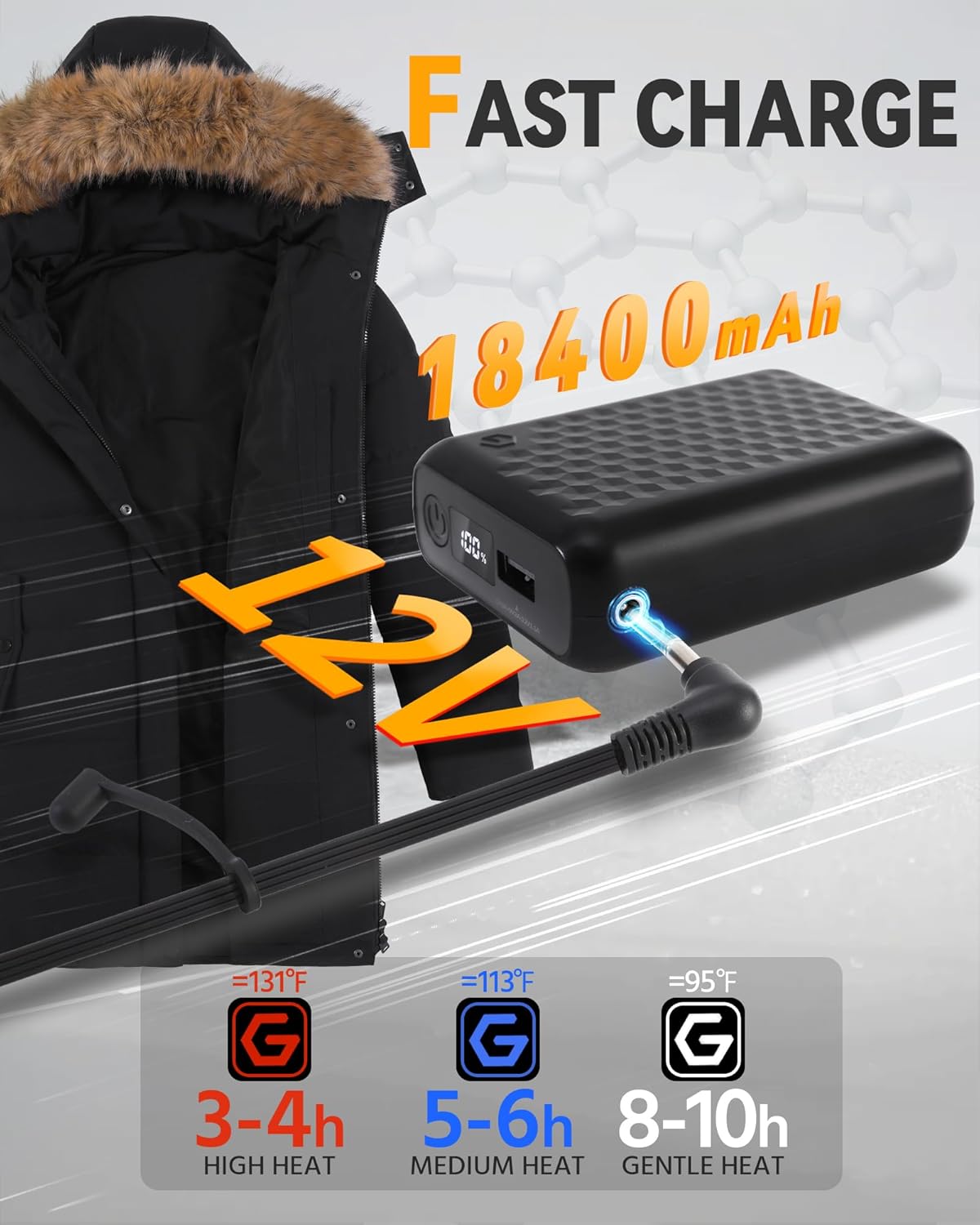 Graphene Women Heated Jacket 12V Fast Charge 18400mAh Large Capacity Warm