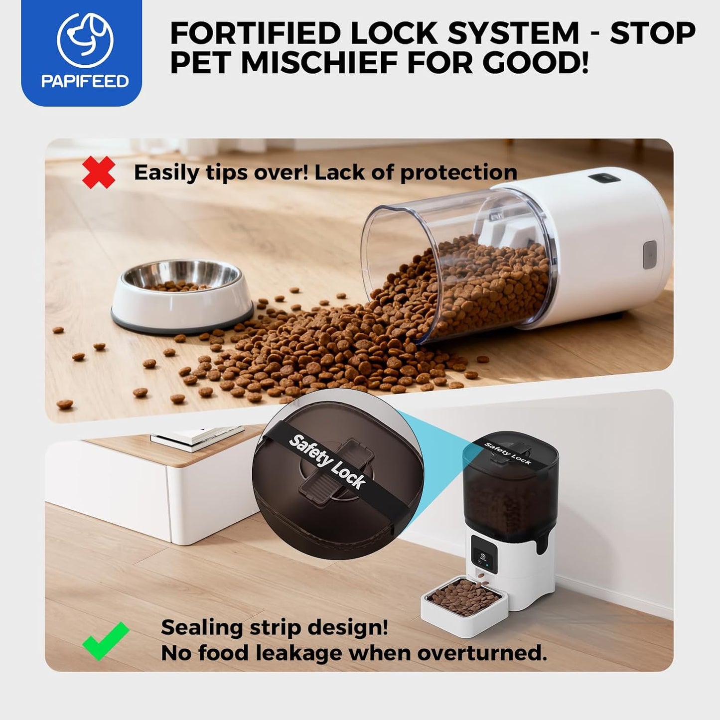 PAPIFEED 5G WiFi Automatic Cat Feeders: Smart Automatic Cat Food Dispenser with Slow Feeding Mode, Detachable for Easy Cleaning, Pet Feeder with Alexa, 1-30 Meals Per Day for Multiple Pets (6L/25 Cup)
