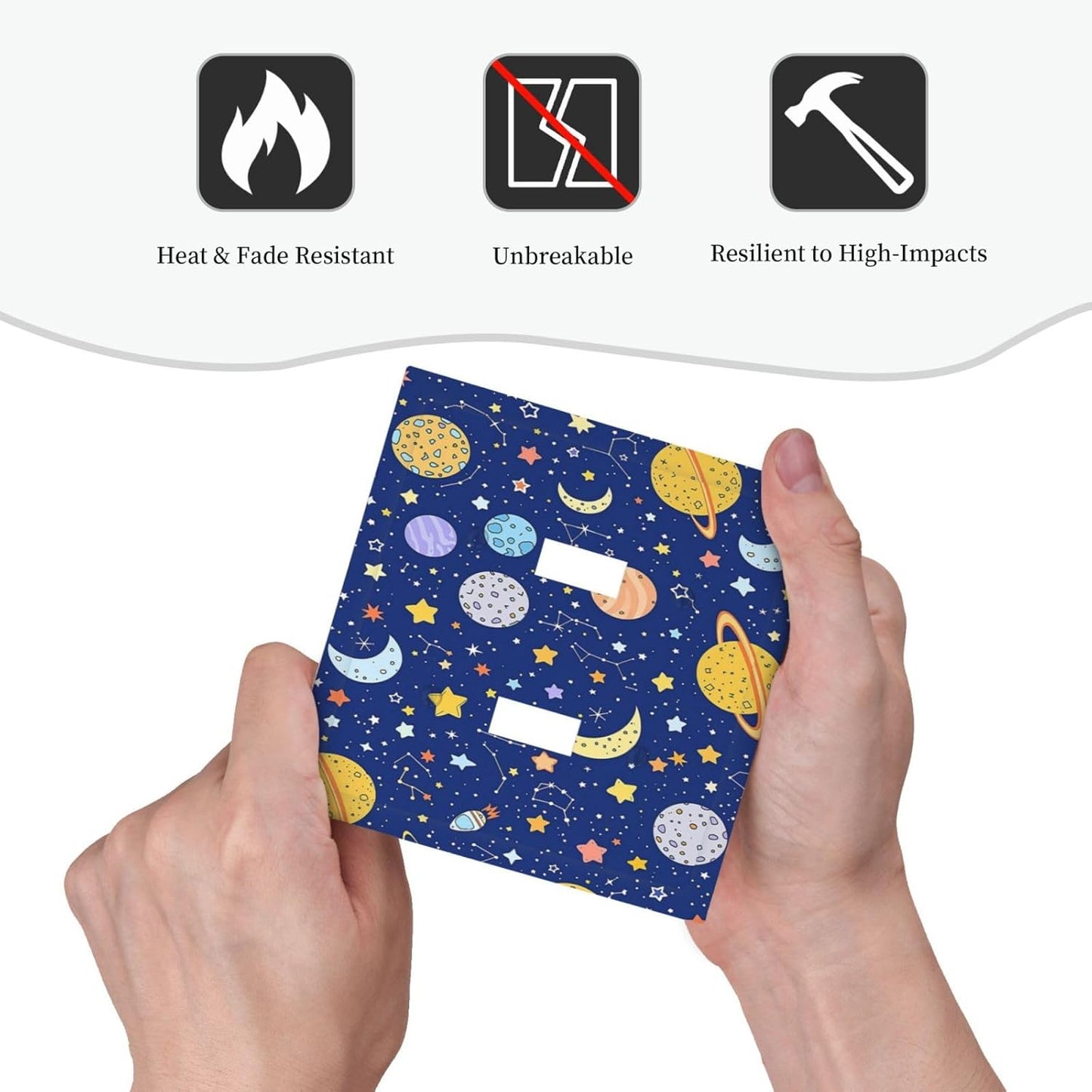 Stars Starry Night Sun Moon Planet Constellations Decorative Switch Plates 2 Gang Double Toggle Outlet Light Switch Cover Wall Plate Electrical Faceplate for Bedroom Bathroom Decor