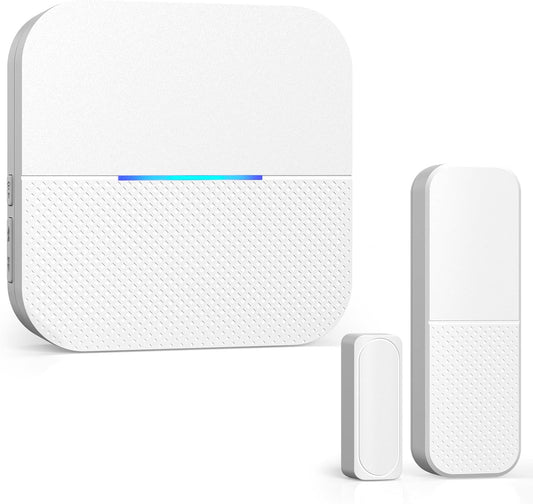 AIDA Door Alarms When Opened Wireless Ring Chime Sensor Alarm for Business/Home/Kids - 600ft Range, 58 Ringtones, 5 Volume Levels, Open Alert, Easy Install (1 Receiver + 1 Sensor)
