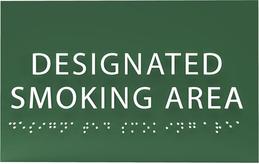 6" X4" Designated Smoking Area Sign - ADA Compliant Tactile Graphics Grade 2 Braille Text | Smoking Permitted Wall Signs for Offices, Private Businesses, Schools, and Restaurants