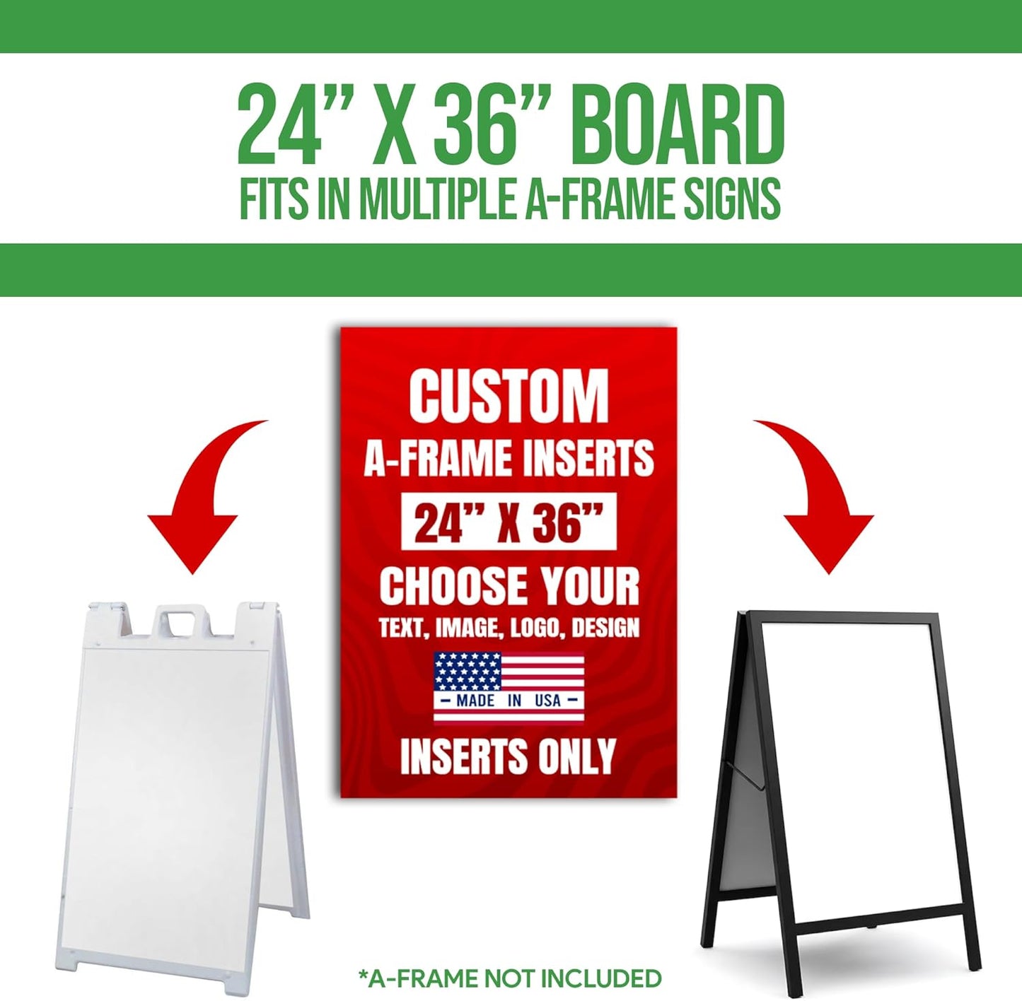 Custom A-Frame Sign Inserts by BCB Print - Durable & Weather-Resistant Plastic Panels | Custom Print Inserts for Sidewalk Boards, Restaurants, Retail & Event Signage | 24"x36"