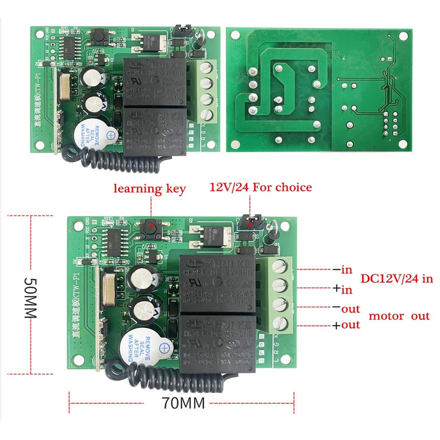 DC 12V 24V Motor Speed Control Kit Wireless Digital Remote Controller Speed Regulator Board Electric Dining Table Rotary Speed Regulator Motor