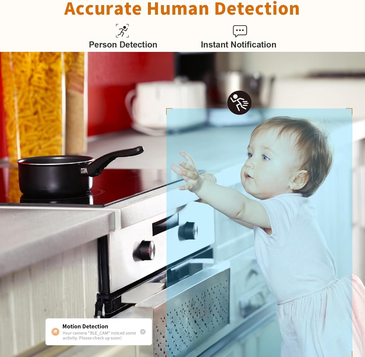 Alaga WiFi Indoor Security Camera, Baby Monitor, AI Motion Detection, 2 Way Audio, Night Vision, Cloud and SD Card Storage, Compatible with Alexa and Google Assistant, with 32G TF Card