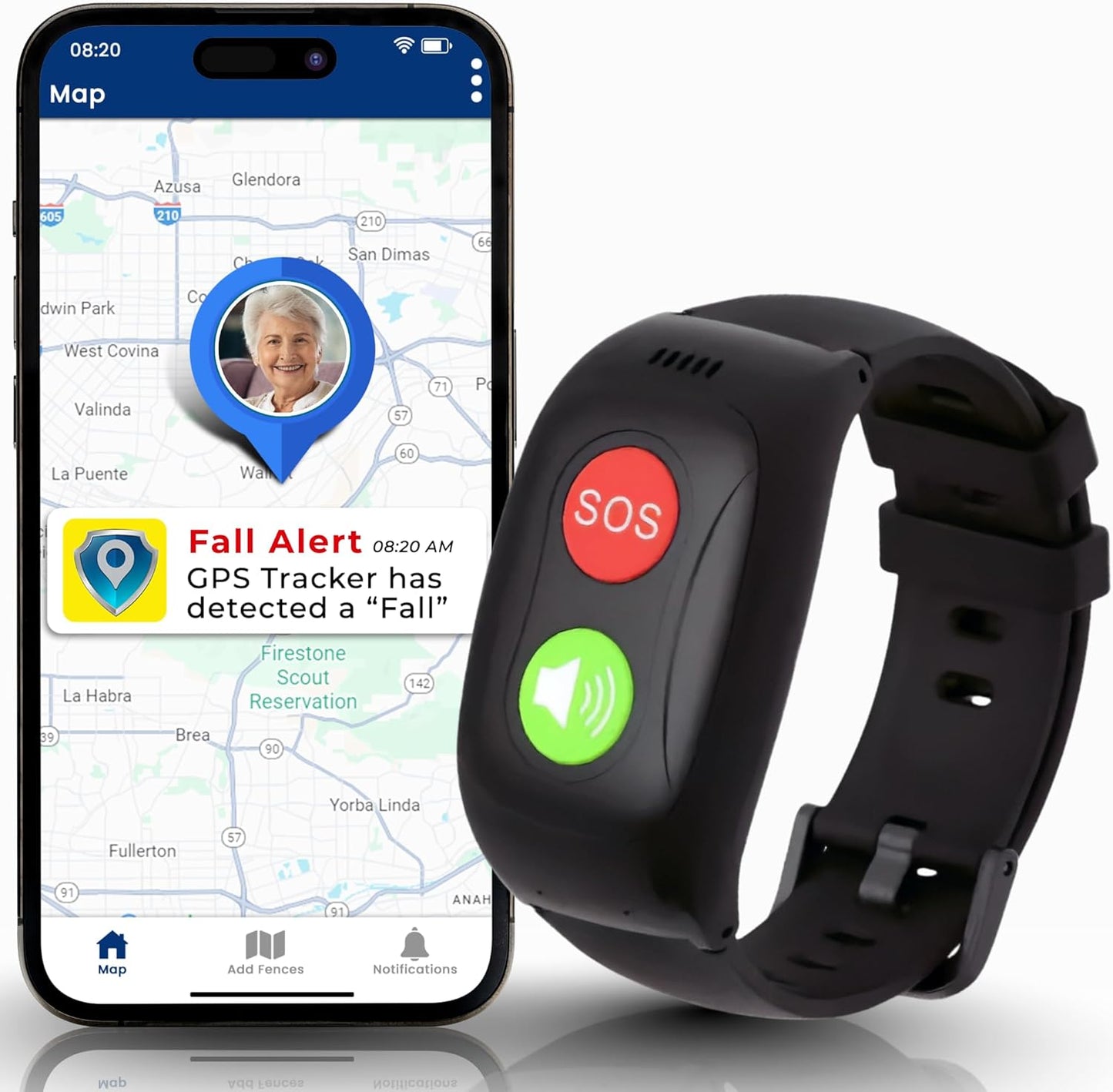 SecuLife SOS Wristband,Fall Detection, GPS Safety Bracelet for Seniors – SOS Button, Geo-Fencing, 2-Way Calling & Caregiver Tracking – Medical Alert Device, Simple & Reliable Alert System