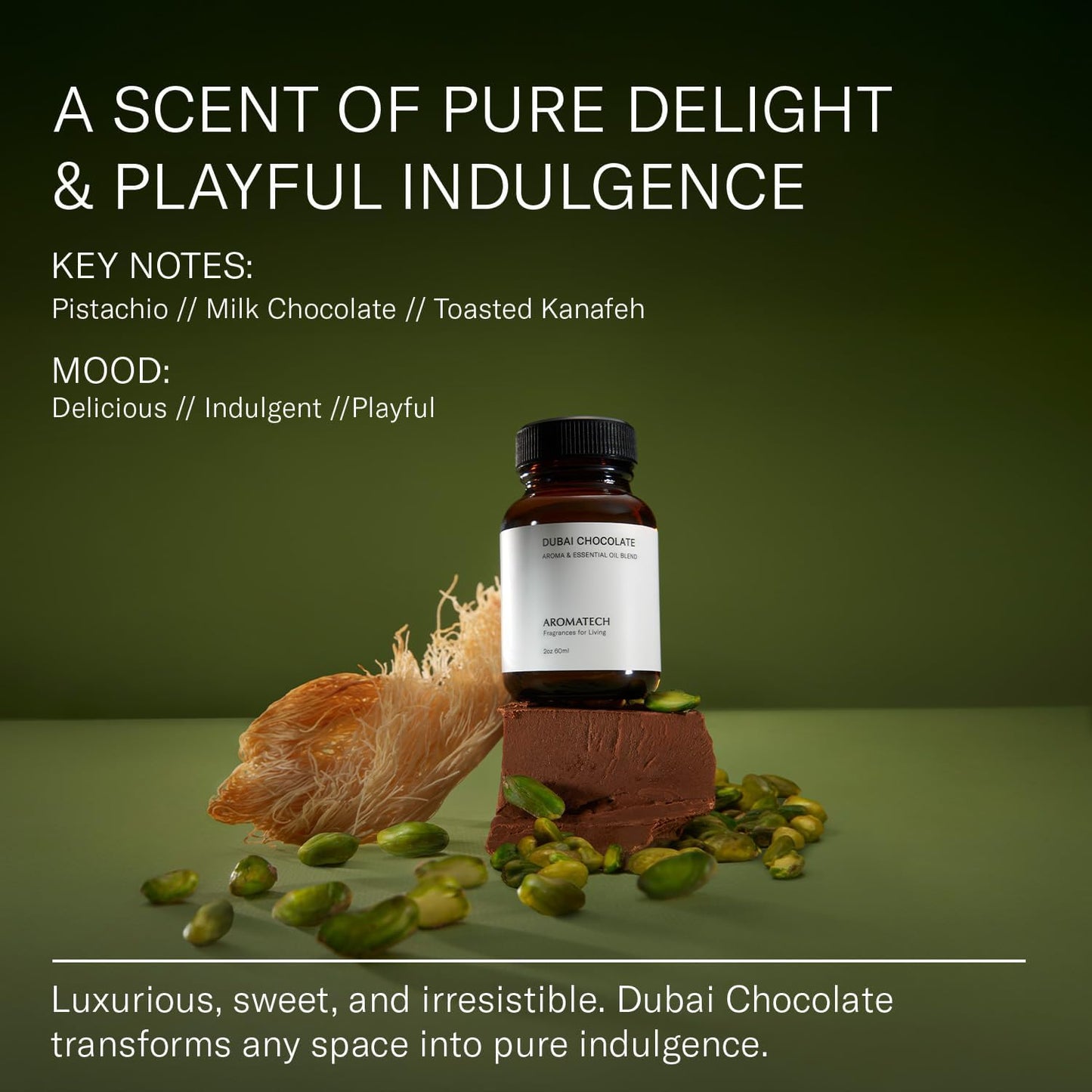 AromaTech Dubai Chocolate Essential Oils for Aroma Oil Scent Diffusers (2 fl oz,60 mL, Dubai Chocolate)