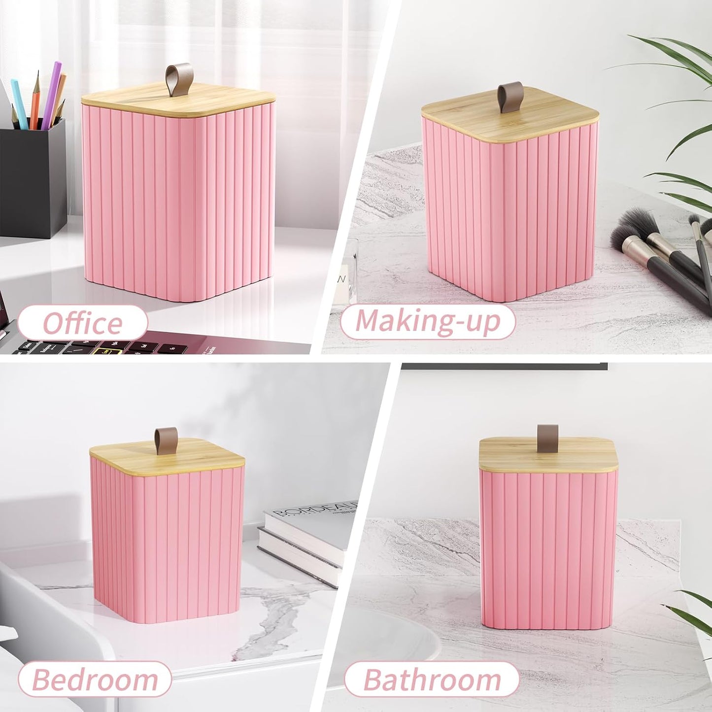 Bathroom Accessory Set - Pink Bathroom Set, 12PC Bathroom Accessories Set, Pink Bathroom Accessories Set, Mini Trash Can, Toilet Brush, Trash Can & Soap Dispenser