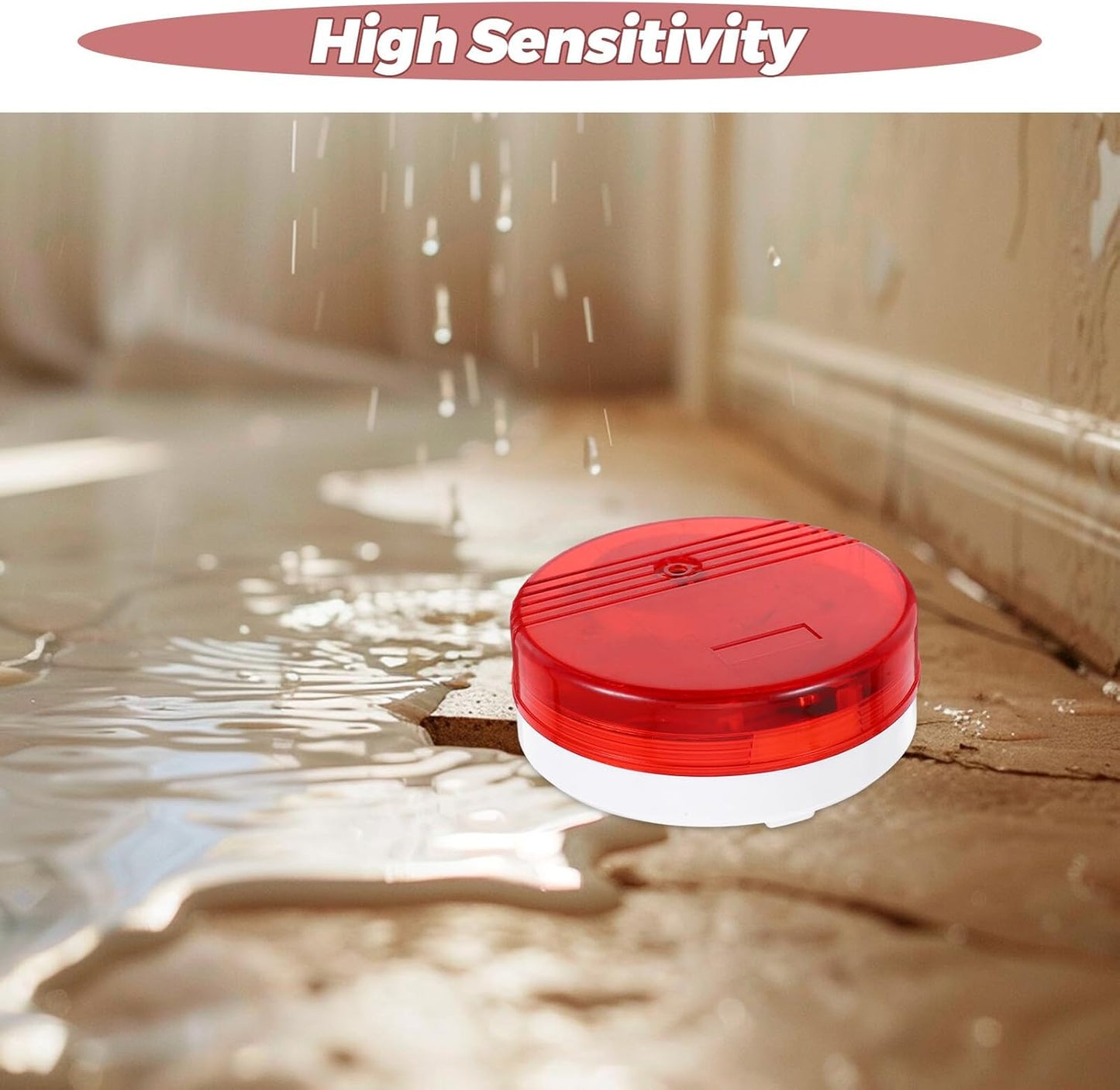 POPETPOP Water Leak Detection System Smart Sensor with Dual Audible Visual Alarm Instant Flood Warning for Basement Bathroom Kitchen Laundry Home Protection