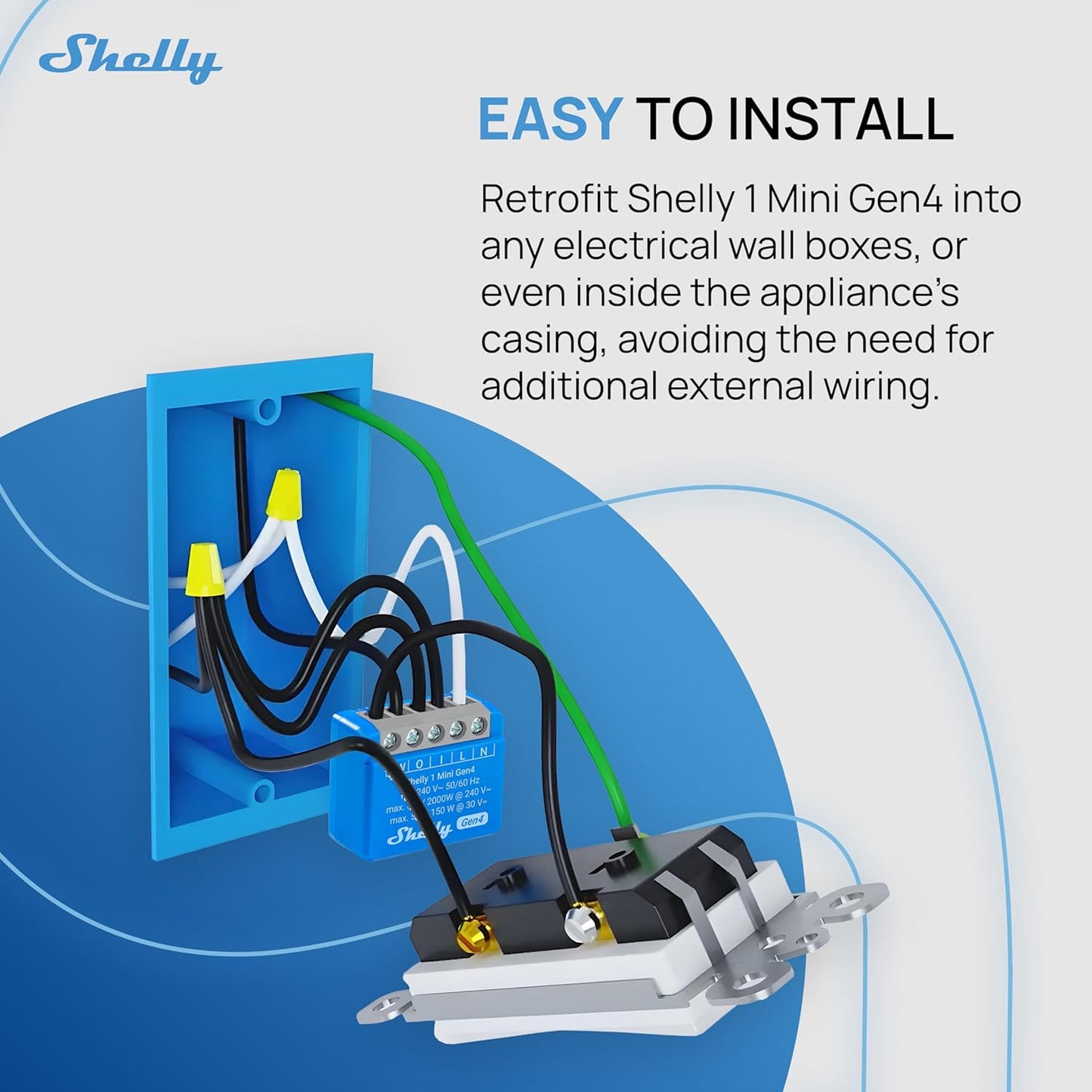 Shelly 1 Mini Gen4 | Wi-Fi, Zigbee & Matter Smart Relay Switch with Dry Contacts, 1-Channel 8A | Home Automation | Alexa, SmartThings, Google, Apple HomeKit Compatible | Garage Door Opener (2 Pack)