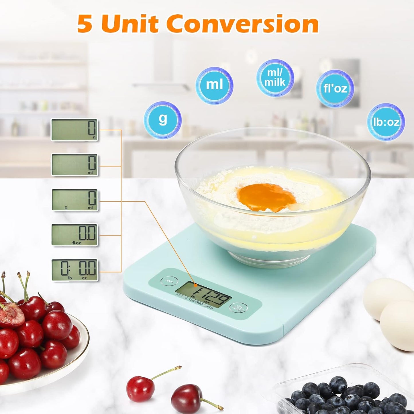 Smart Food Scales for Kitchen - Digital Food Scale with Nutritional Calculator Analysis App, Food Weight Scale Grams and Ounces, Food Scale for Weight Loss, Calories Counting, Meal Prep 0.1oz