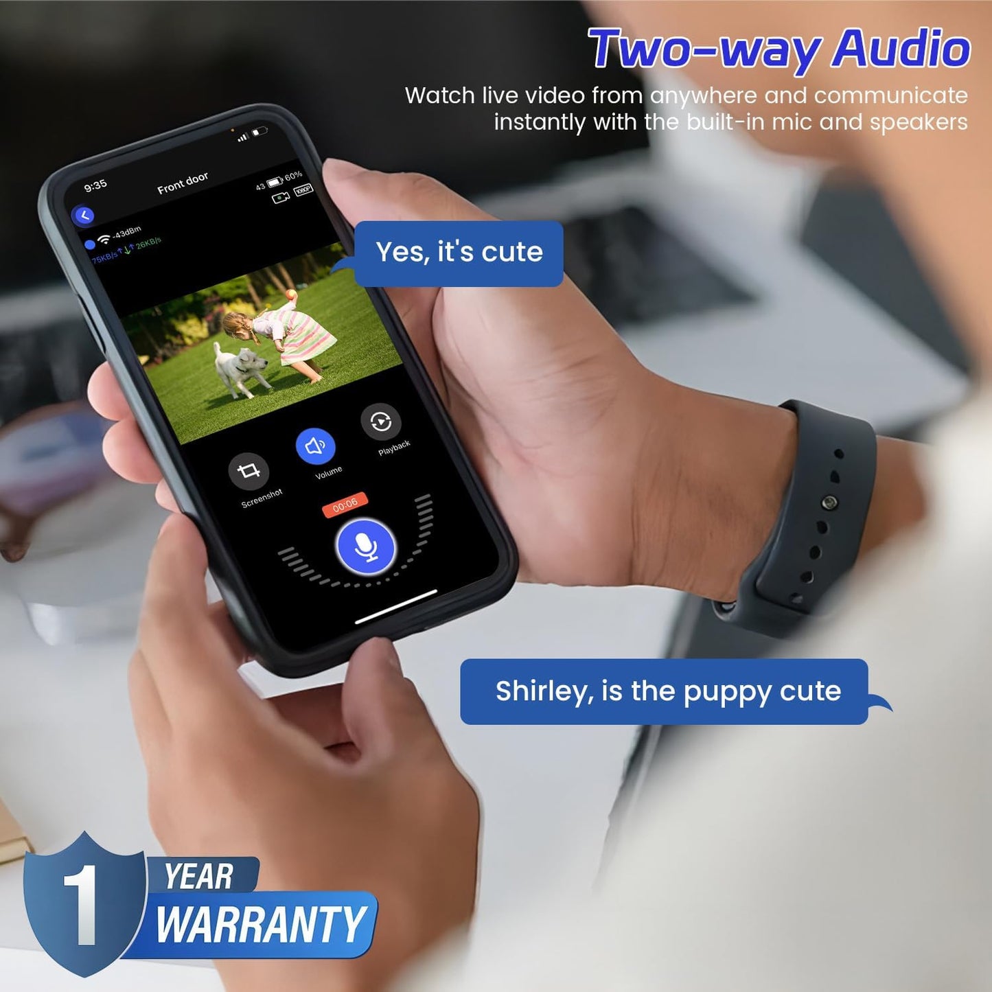 1080P Wireless Video Doorbell Camera, Night Vision, Cloud Storage (Sold Separately), 2.4GHz Wi-Fi Only, Smart AI Human Detection, Real-Time Alert, 2-Way Audio, Battery Powered