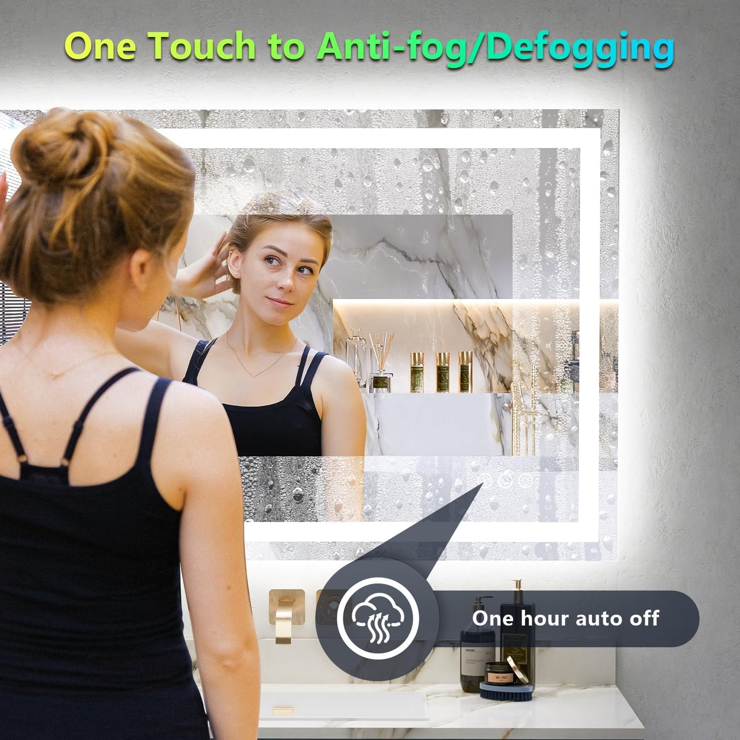 40x32 Inch RGB LED Bathroom Mirror Front Light and RGB Backlit Lighted Vanity Mirror for Bathroom Wall Mounted Dimmable Anti Fog Memory Shatter-Proof IP54 Waterproof Horizontal/Vertical
