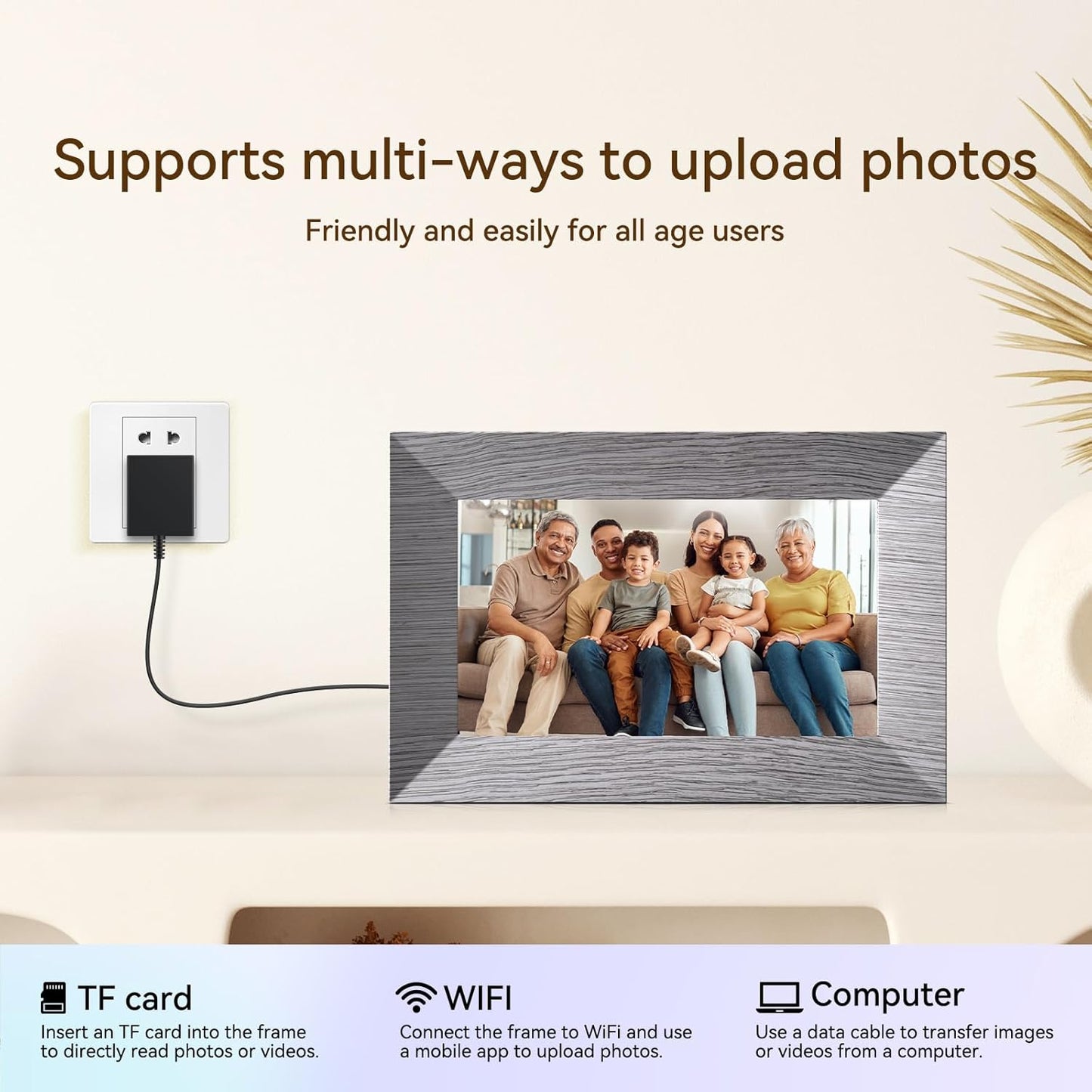 7” WiFi Digital Picture Frame with 32GB Storage, WiFi Digital Photo Frame 1024x600 HD IPS Touchscreen, Easy Setup for Share Moments Instantly Gifts for Women Mothers Day Christmas