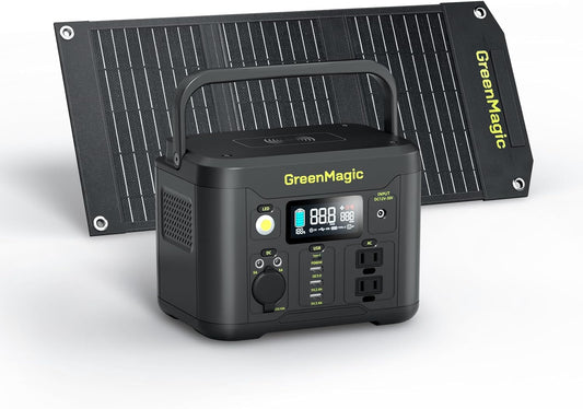 Portable Power Station 330W with 20W Solar Panel, Solar Generator Fast PD Output 227Wh Lithium Battery, Solar Powered Power Bank 120V Pure Sine Wave AC Outlet for Camping, Travel, Home Blackout