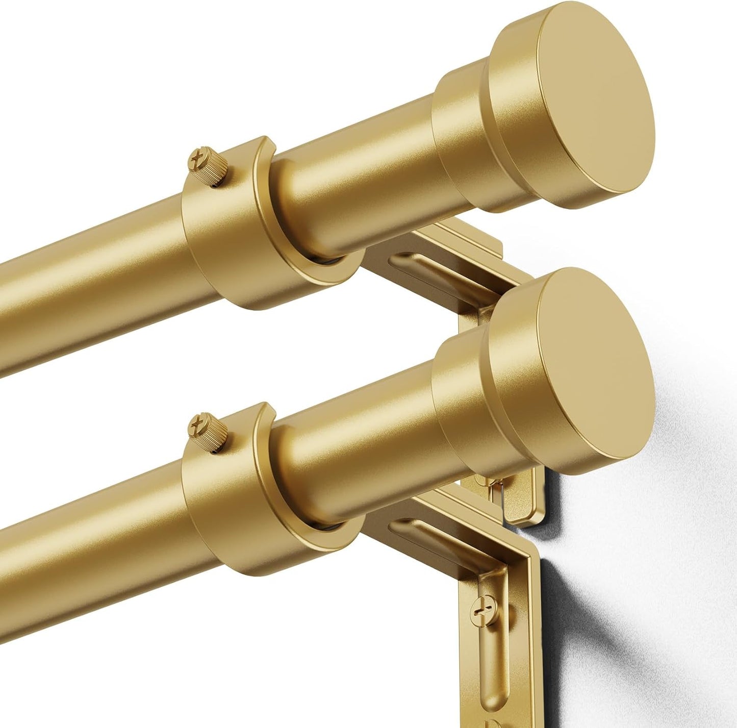 Curtain Rod 2 Pack 32-144 Inch, Heavy Duty 1 Inch Curtain Rod, Gold Extra Long Adjustable Window Treatment Rods, Modern Design, Easy Installation