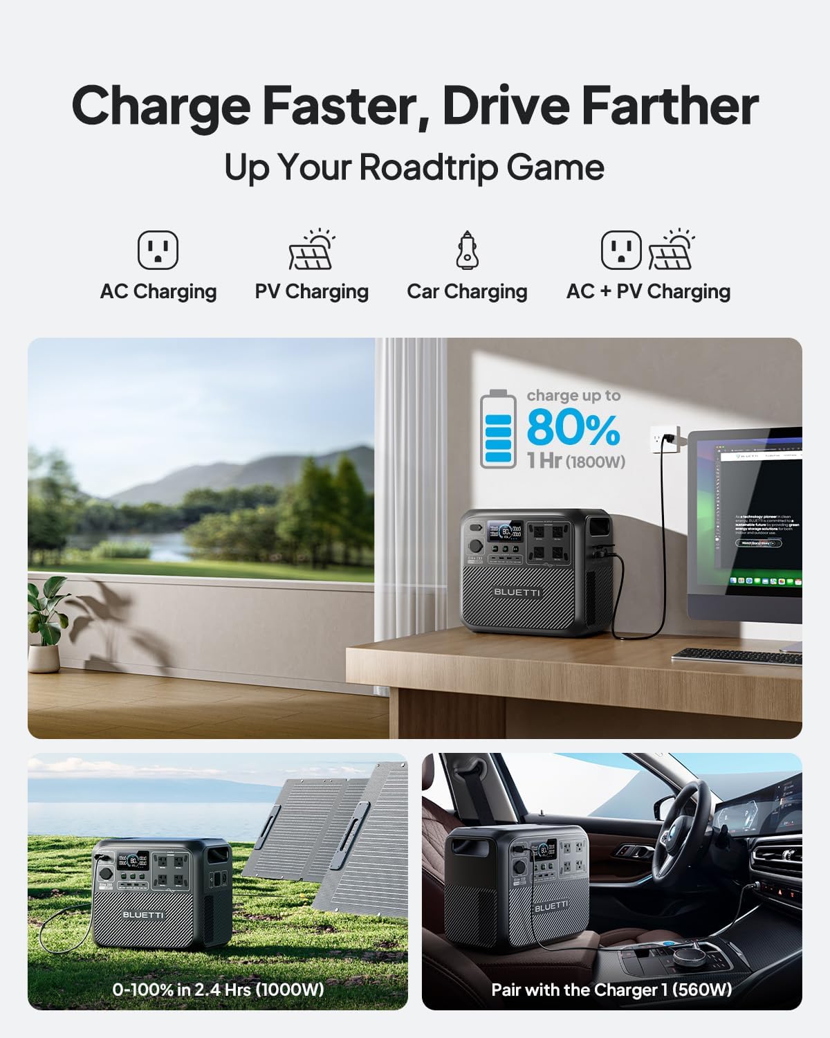BLUETTI Elite 200 V2 Portable Power Station with Car Charging Cable (Car Port to XT60), 2073.6Wh LFP Battery Backup w/ 4 2600W AC Outlets, 17-Year Lifespan, Solar Generator for Camping, Off-grid