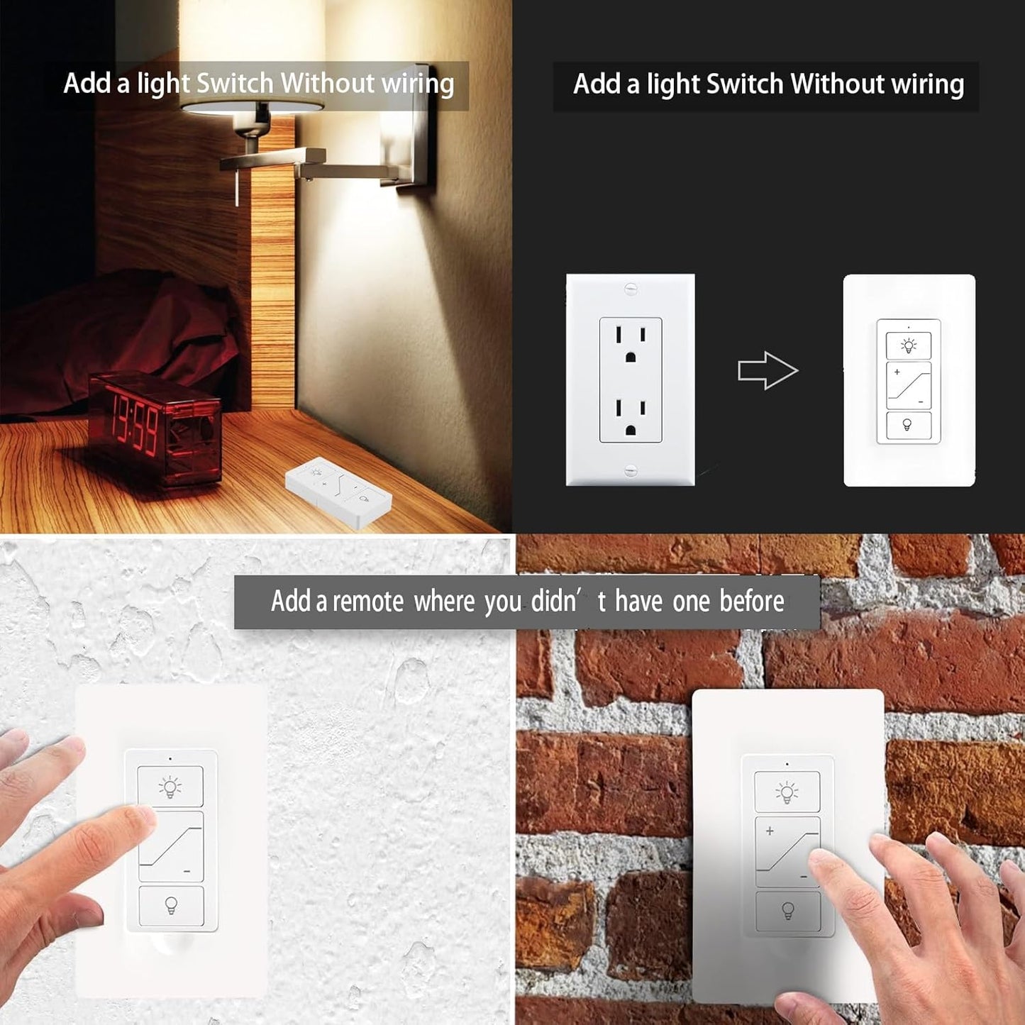 Wireless Dimmer Light Switch and Receiver Compatible With Alexa - Smart Wall Switch for Ceiling Lights, Fans, Lamps