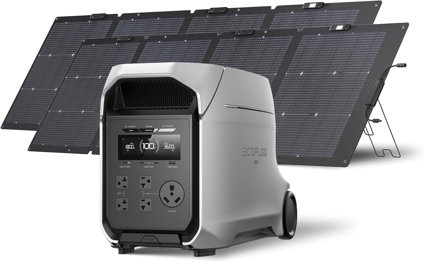 EF ECOFLOW DELTA 3 Ultra Plus Portable Power Station with 2X220W Solar Panel, 3072Wh LiFePO4 Battery, 3600W (7200W Surge) Output, Expandable to 11kWh, Reliable Home Battery Backup & Camping