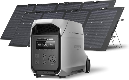 EF ECOFLOW DELTA 3 Ultra Plus Portable Power Station with 2X220W Solar Panel, 3072Wh LiFePO4 Battery, 3600W (7200W Surge) Output, Expandable to 11kWh, Reliable Home Battery Backup & Camping