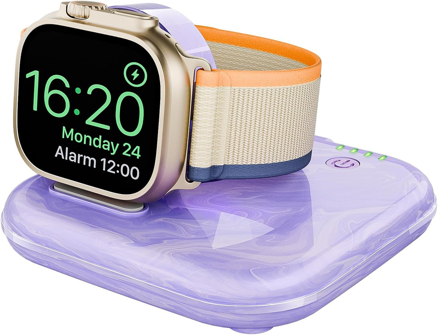 Portable for Apple Watch Charger 2000mAh - Foldable Magnetic Power Bank for Series 2-10/SE/Ultra1/2, Emergency Backup Charger with Type-C Travel Cable