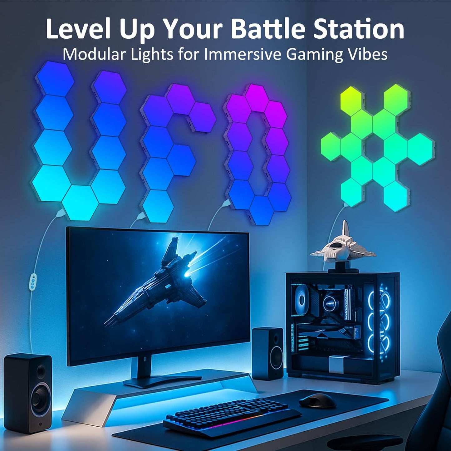Hexa Light Panels, RGB Hexagon LED Wall Lights, Smart Home Creative Wall Lighting with Music Sync, Modular LED Light Panels for Room Decor & Wall Decor, 20 Pack