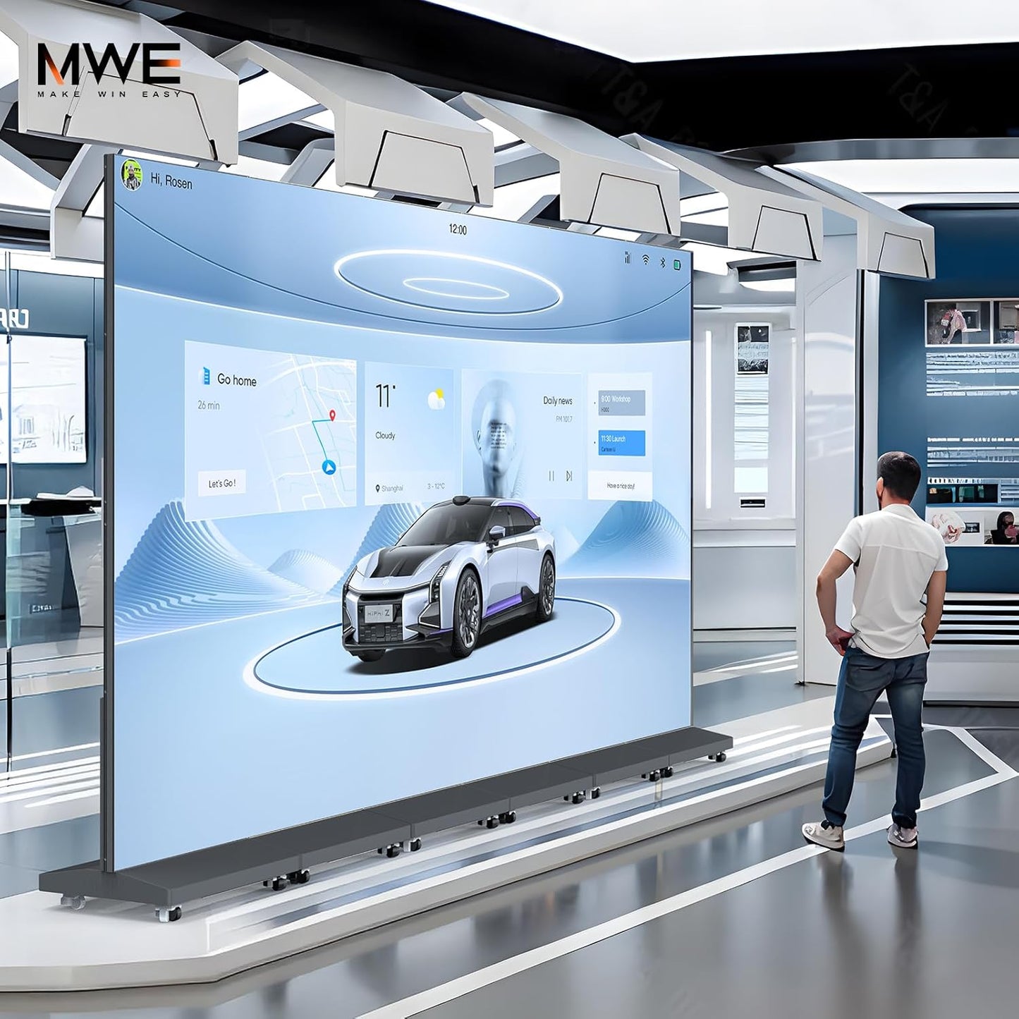 MWE LED Digital Signage Display with Flight Case, P1.86 Spliceable LED Poster Screen with Publishing System, Foldable Advertising Display Kiosk for Events and Rentals, WiFi/USB/HDMI (1 Panel), Black