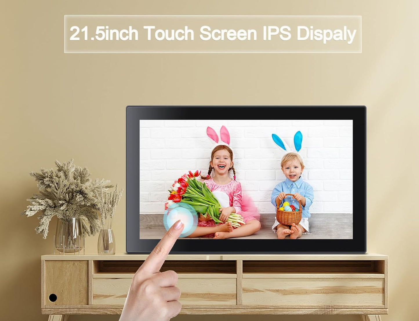 Frameo Digital Picture Frame with 1080P IPS Touch Screen HD Disply,21.5 Inch Large Digital Photo Frame, 32GB WiFi Frame with Swivel Mount,Send Photos Instantly from Anywhere with via App