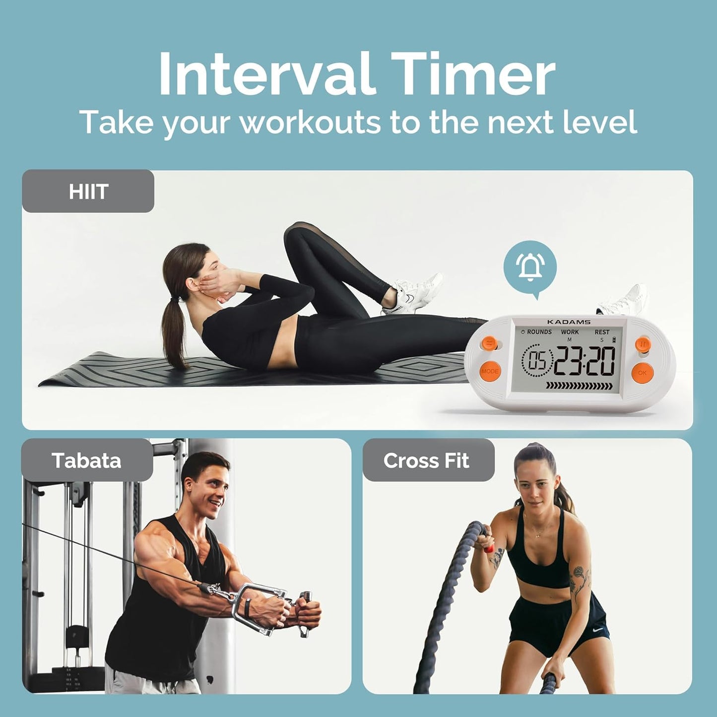KADAMS Pomodoro Productivity Interval Timer - Countdown Stopwatch for Study, Yoga Gym Workouts Exercise HIIT Tabata with Magnets Stand (Orange)