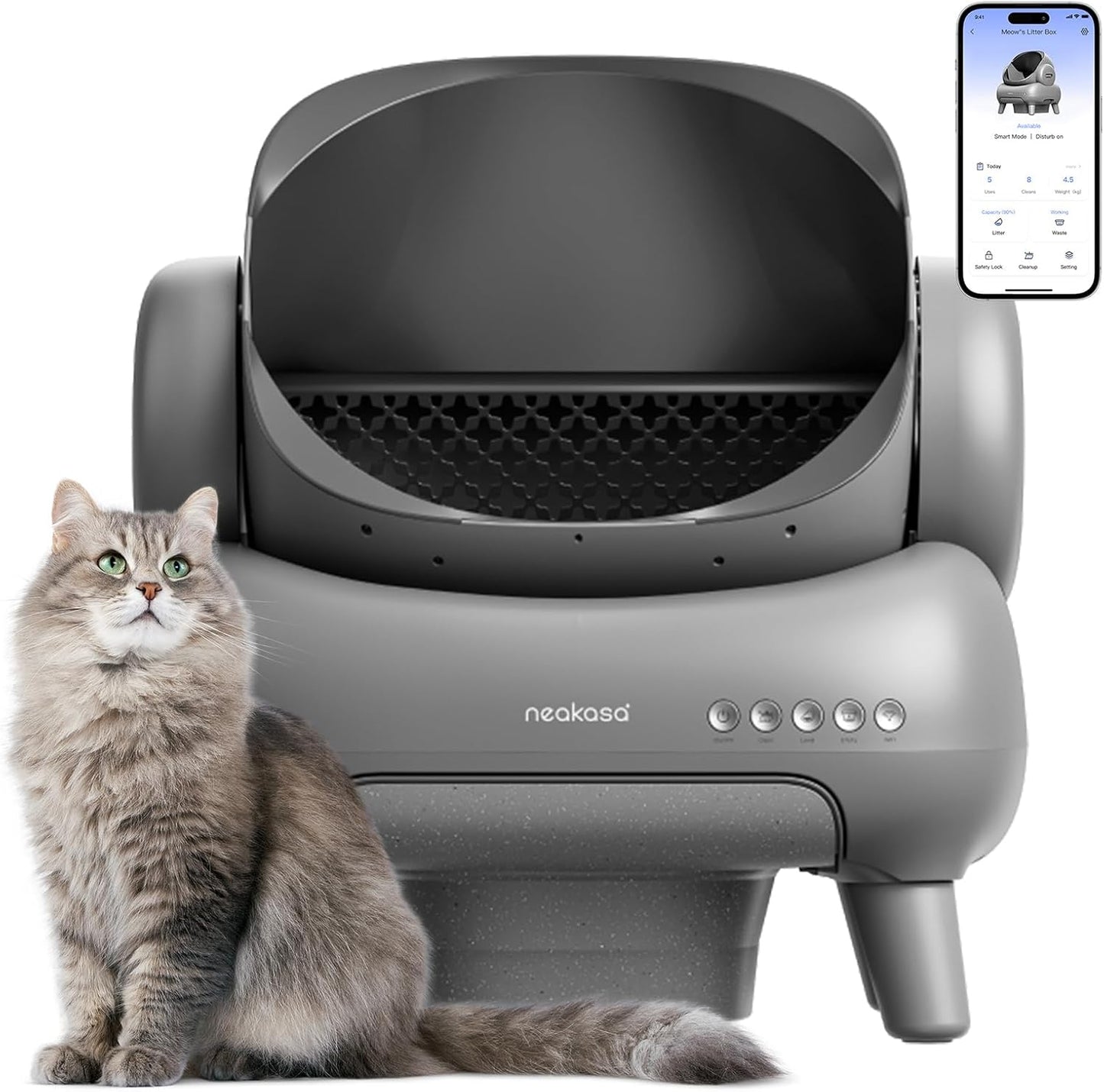 Neakasa M1 Plus Open-Top Self Cleaning Cat Litter Box, Automatic Cat Litter Box with APP Control, Odor-Free Waste Disposal Includes Trash Bags