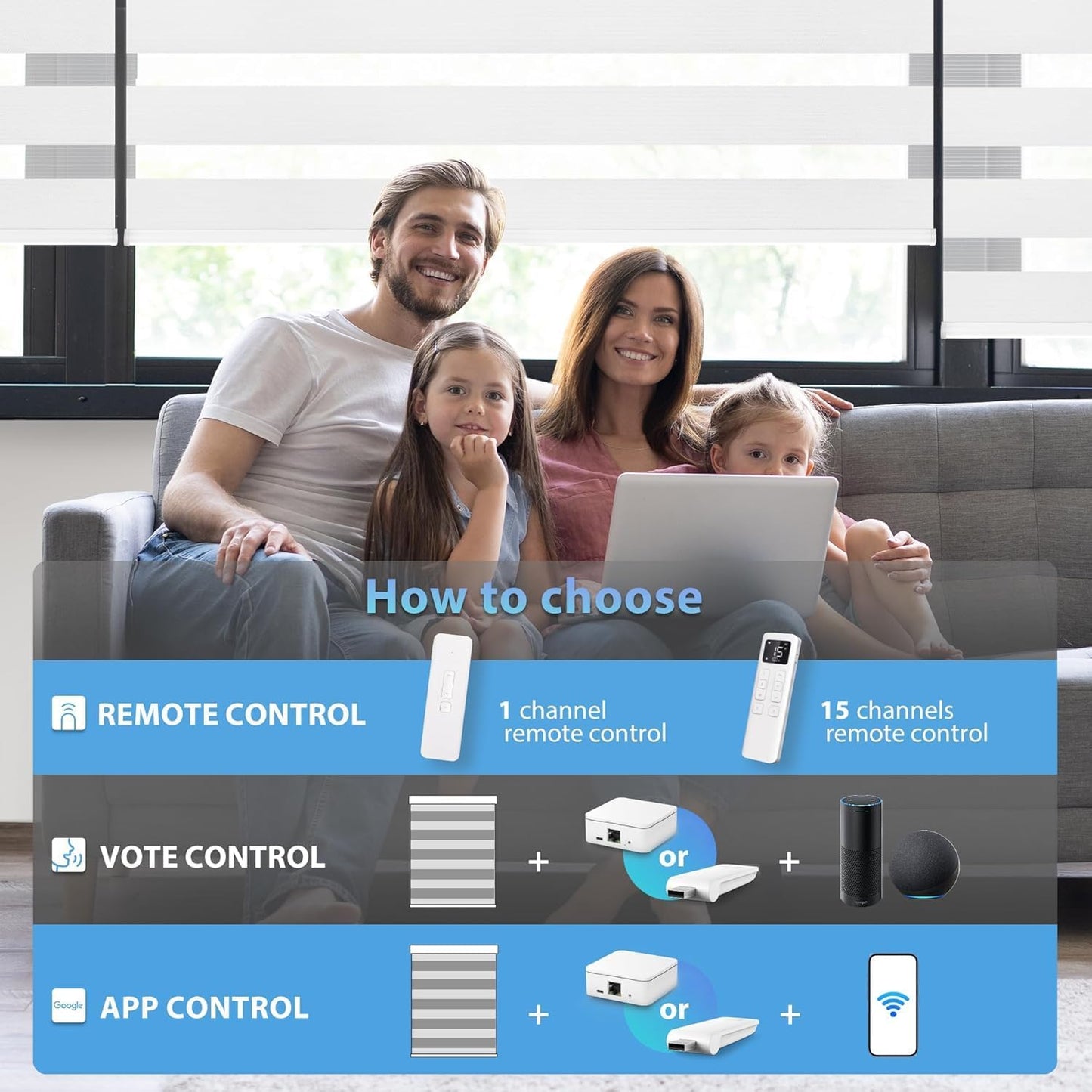 LazBlinds Motorized Zebra Roller Shades, Rechargeable Smart Blinds with Remote Control, Custom Size Light Filtering Dual Layer Roller Sheer Shades, White