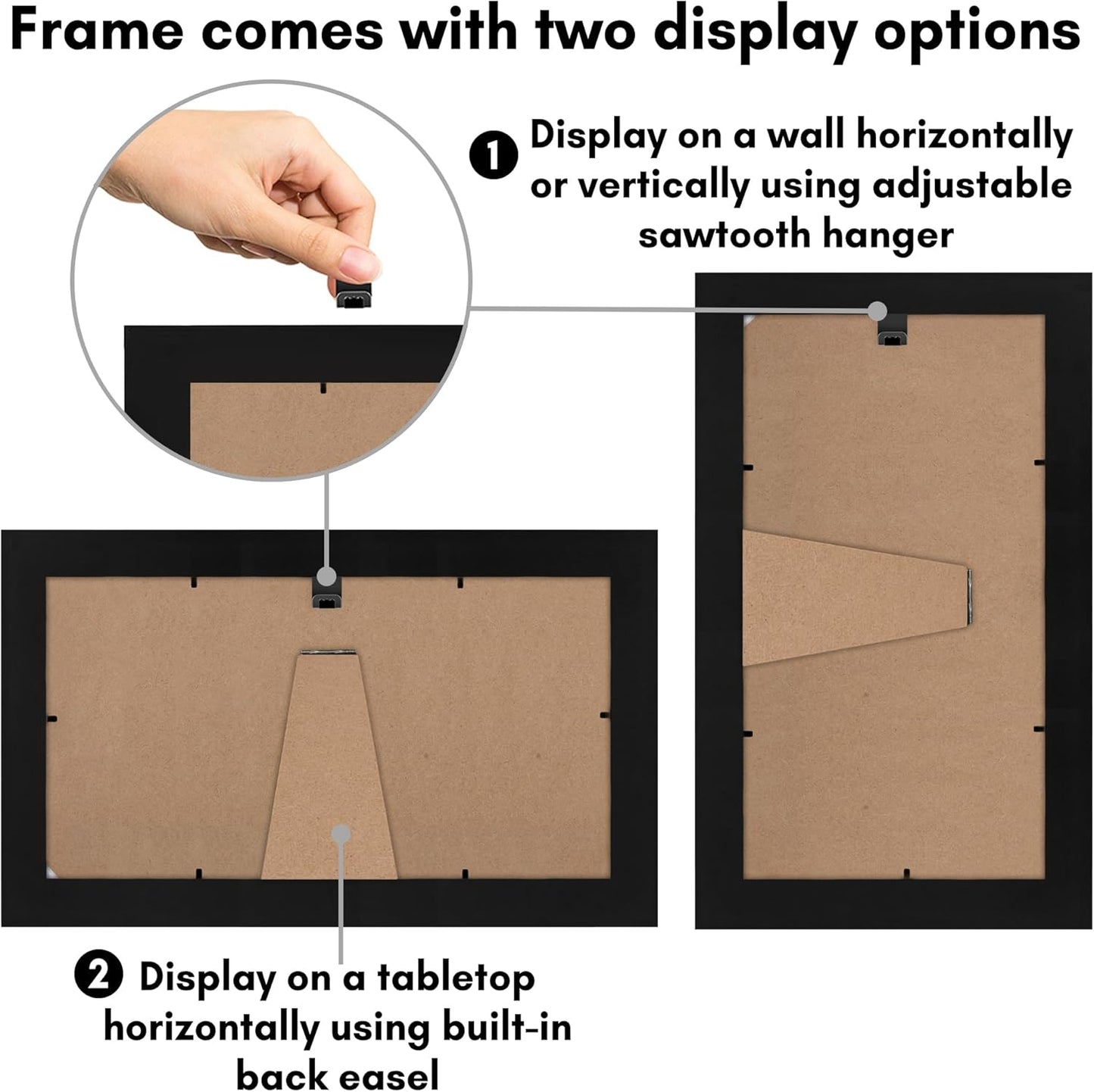 Americanflat 4x8 Picture Frame with Shatter-Resistant Glass - Signature Collection - Gallery-Style Frames Made of Engineered Wood - Photo Frame for Tabletop and Wall Display - Black
