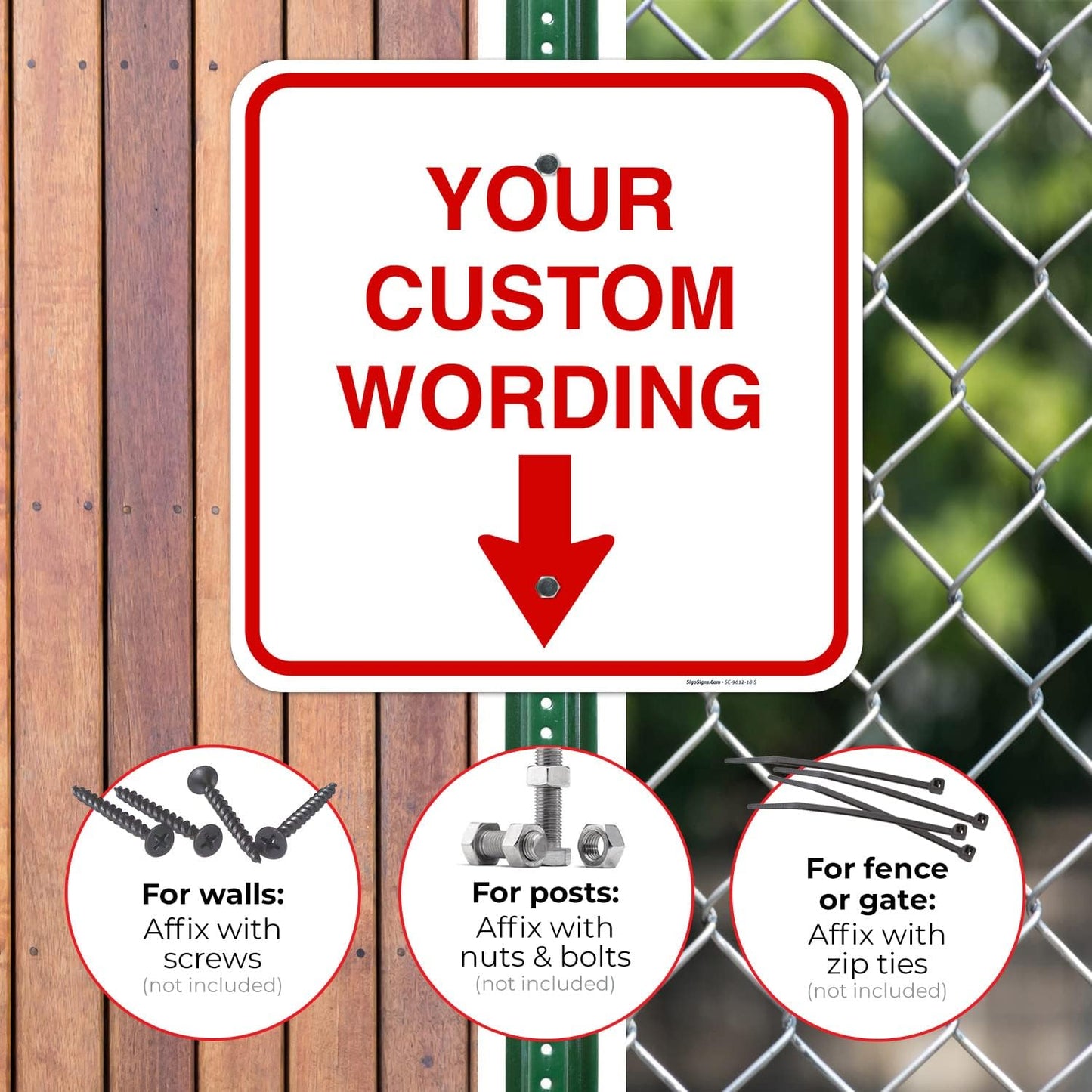 Custom Personalized, With Down Arrow Sign, 18x18 Inches, Rust Free .063 Aluminum, Fade Resistant, Made in USA