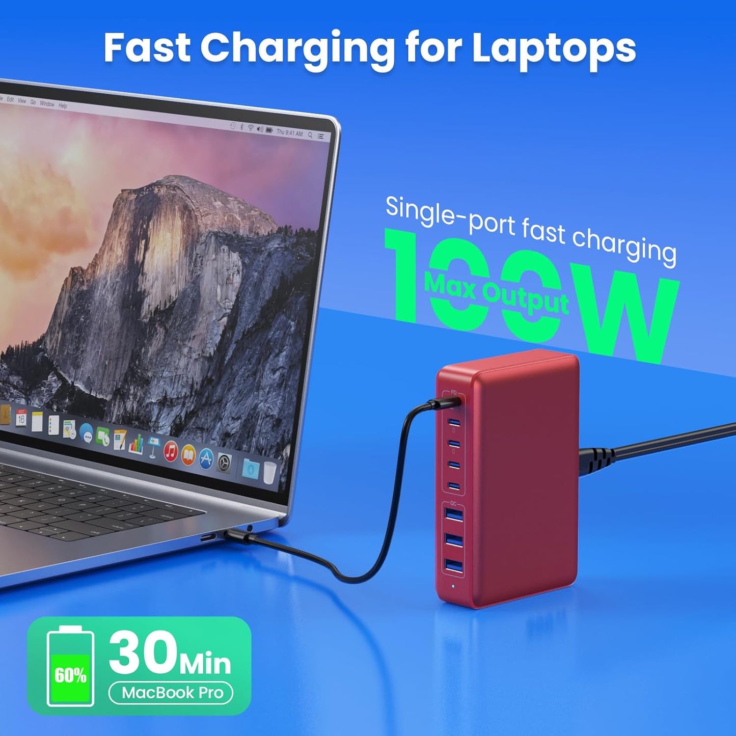 USB C Charger 300W USB C Charger Block 8-Ports GaN IV Fast Charging Station,PD 100W Laptop Charging Hub Wall Charge Adapter Compatible with MacBook/Air,DELL,Steam Desk,iPhone 16/15/14,Galaxy