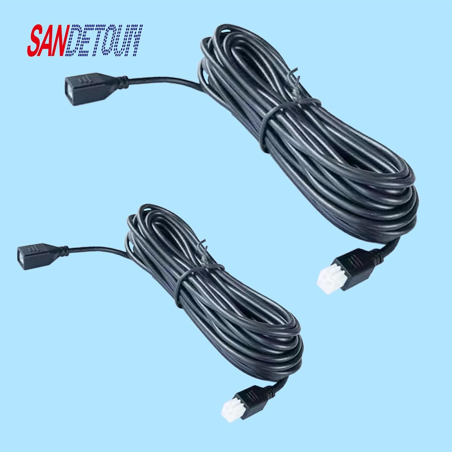 2-Pack Parking Sensor Extension Cable - Includes Two 4.5m (14.763ft) Cables for Extended Pickup Trucks, Sedans, and Vans; Compatible with Front Bumper Sensor Probe Installation